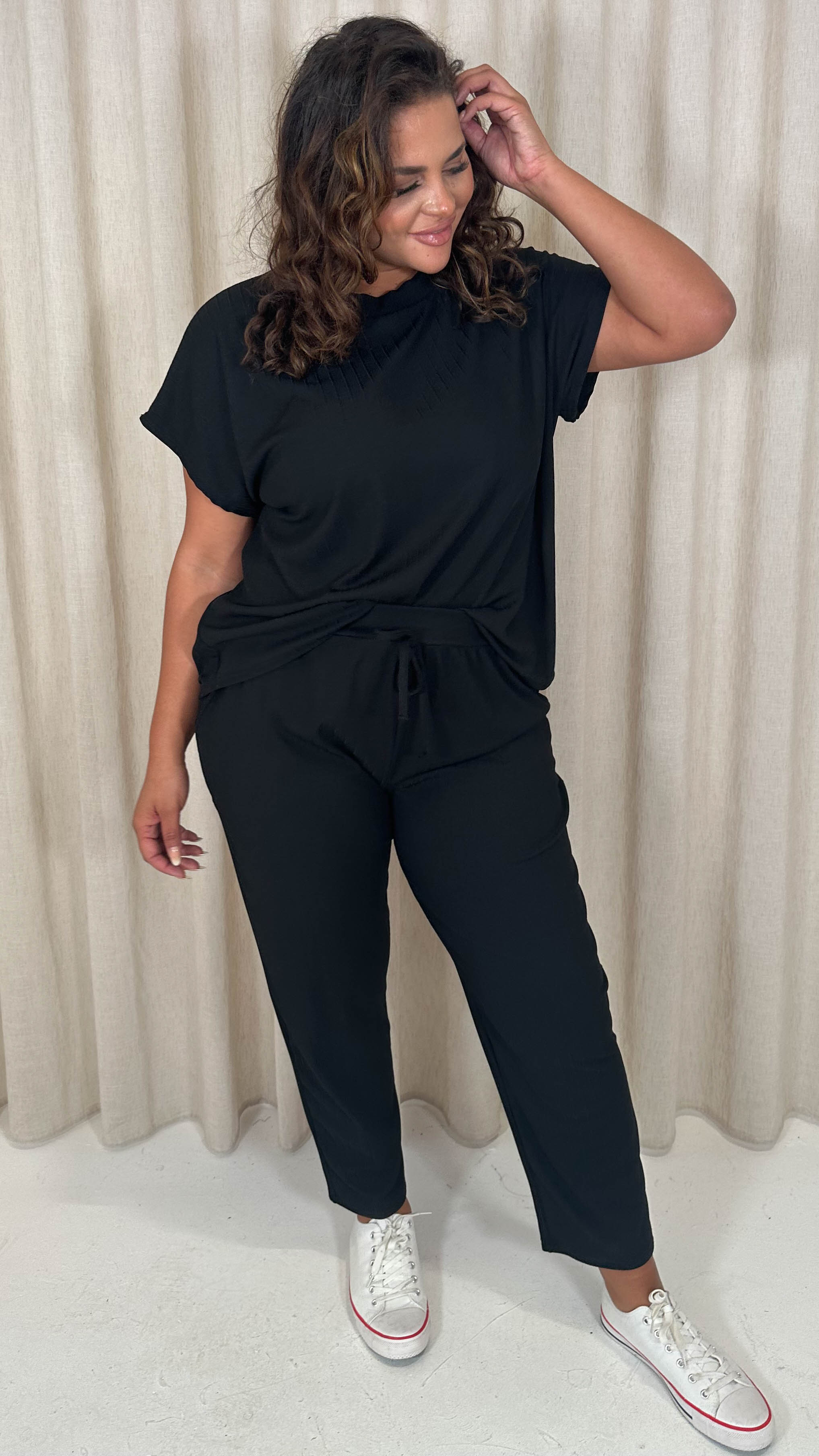 CurveWow Rib Lounge Jogger Black