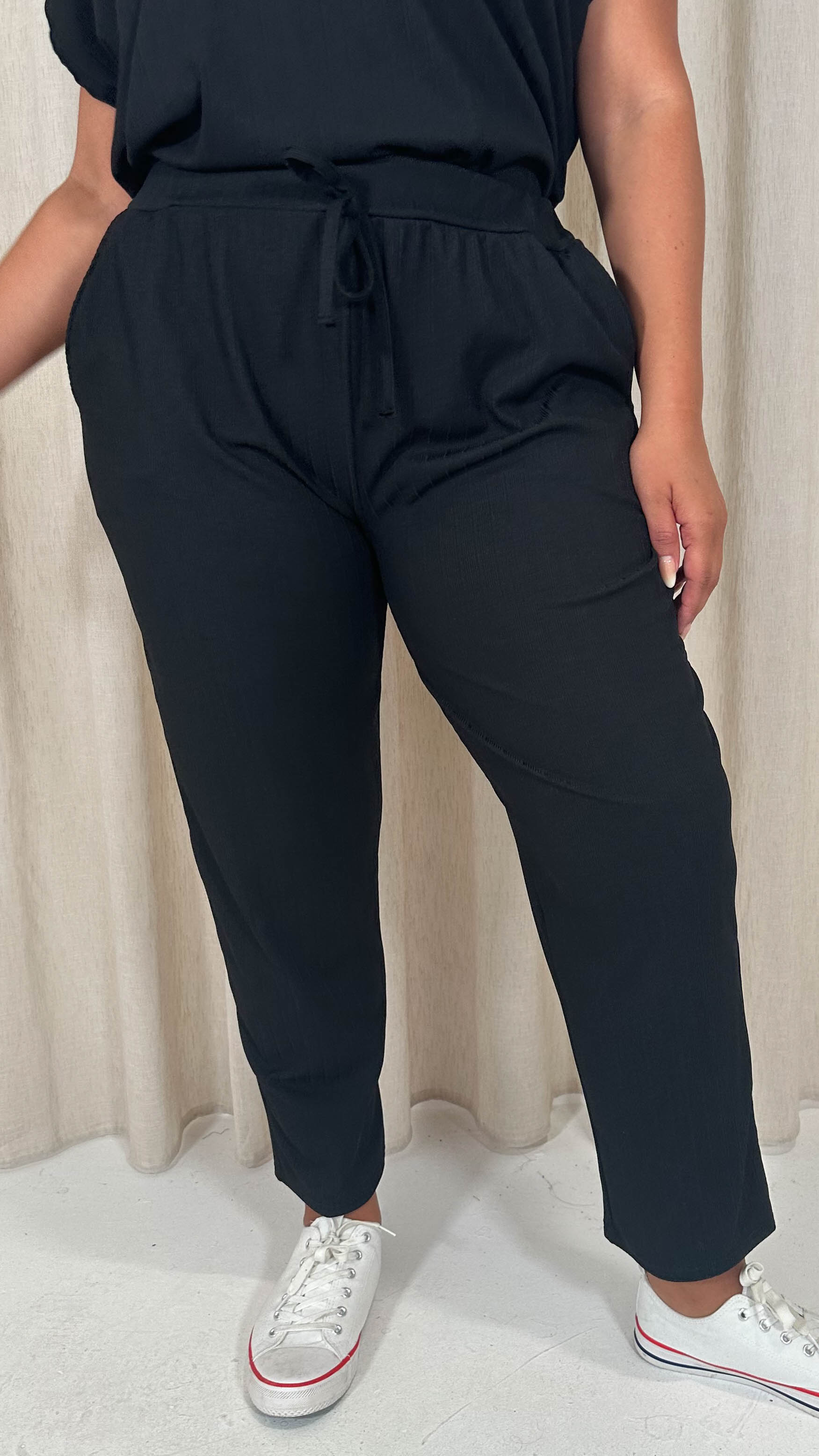 CurveWow Rib Lounge Jogger Black