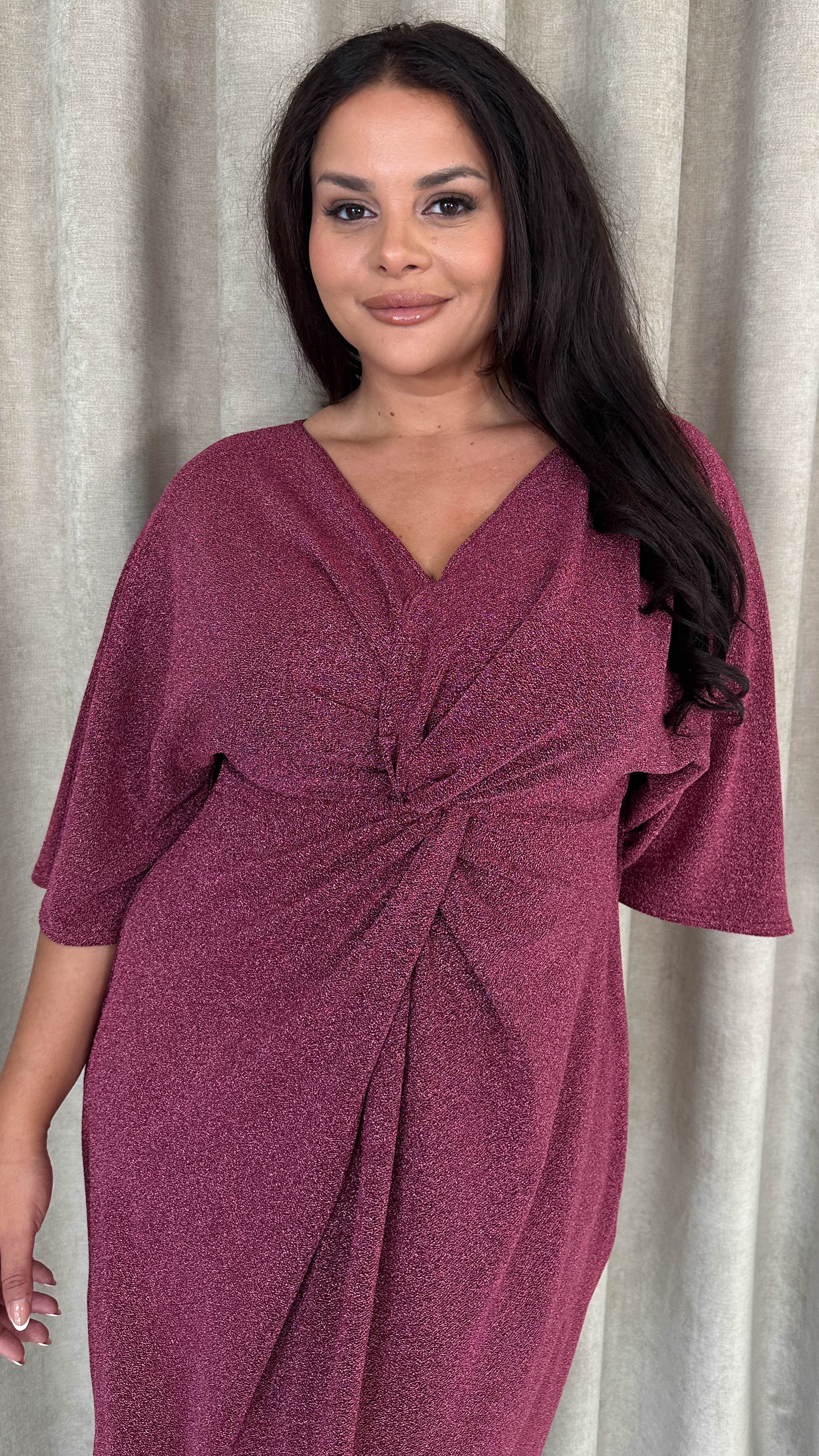 CurveWow Knot Dress Sparkle Pink