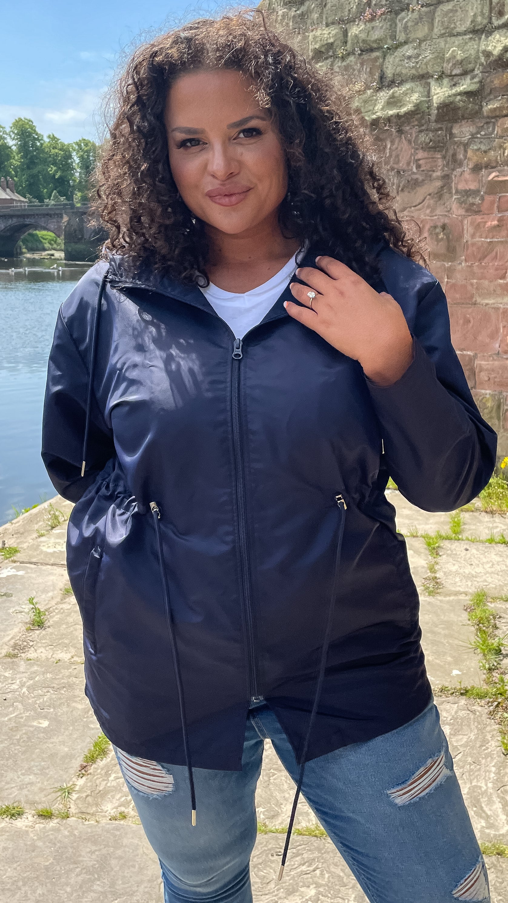 CurveWow Showerproof Parka Jacket Navy