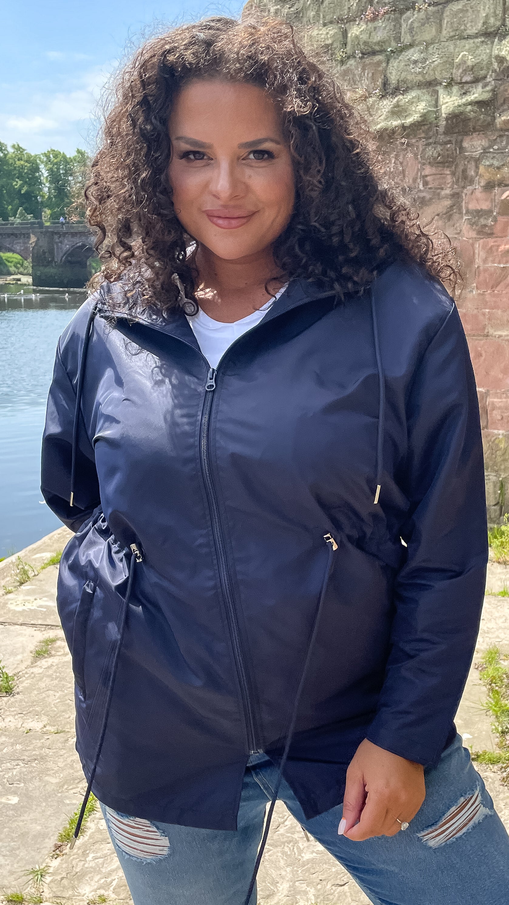 CurveWow Showerproof Parka Jacket Navy