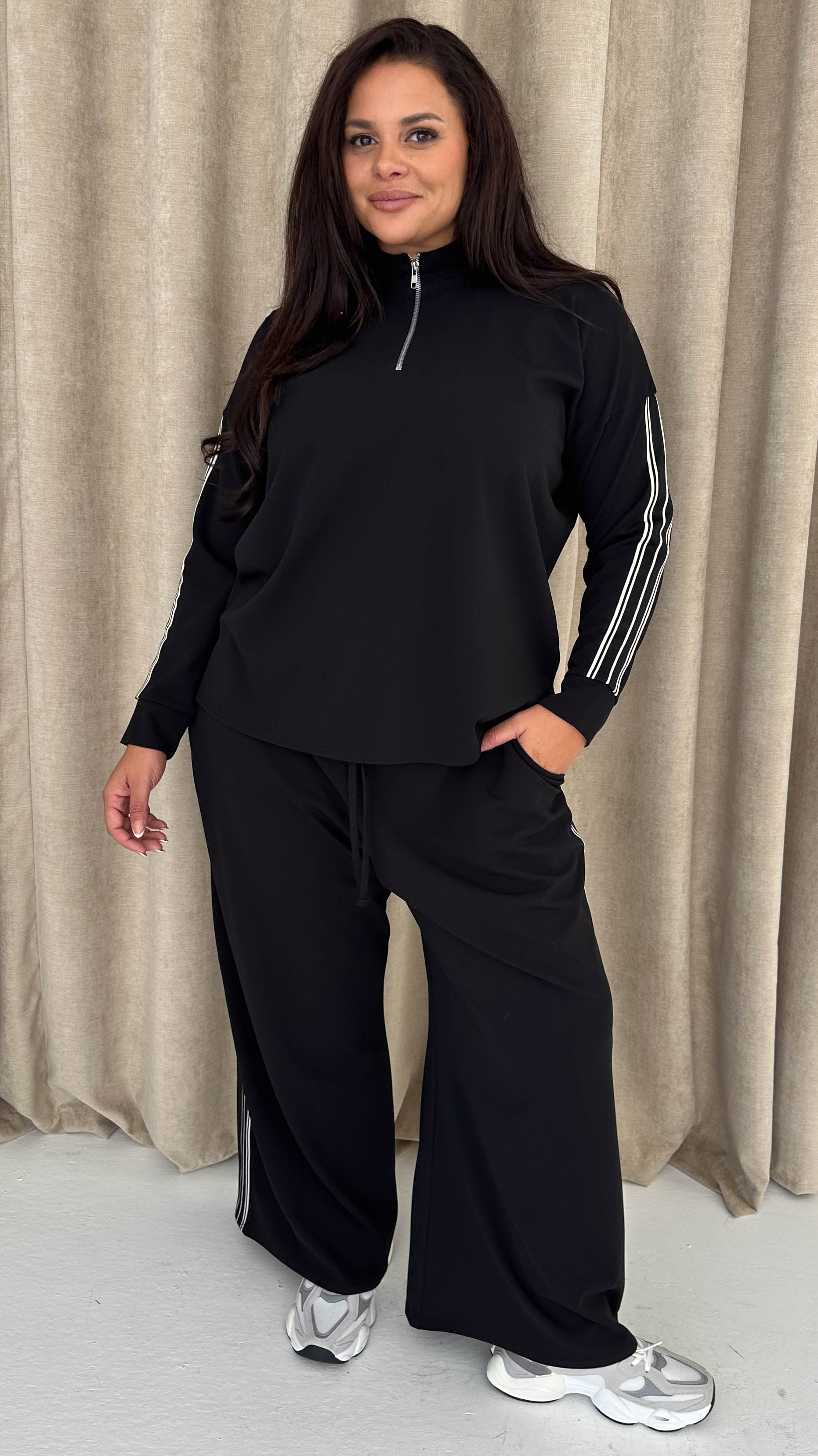 CurveWow Tape Wide Leg Trouser Black