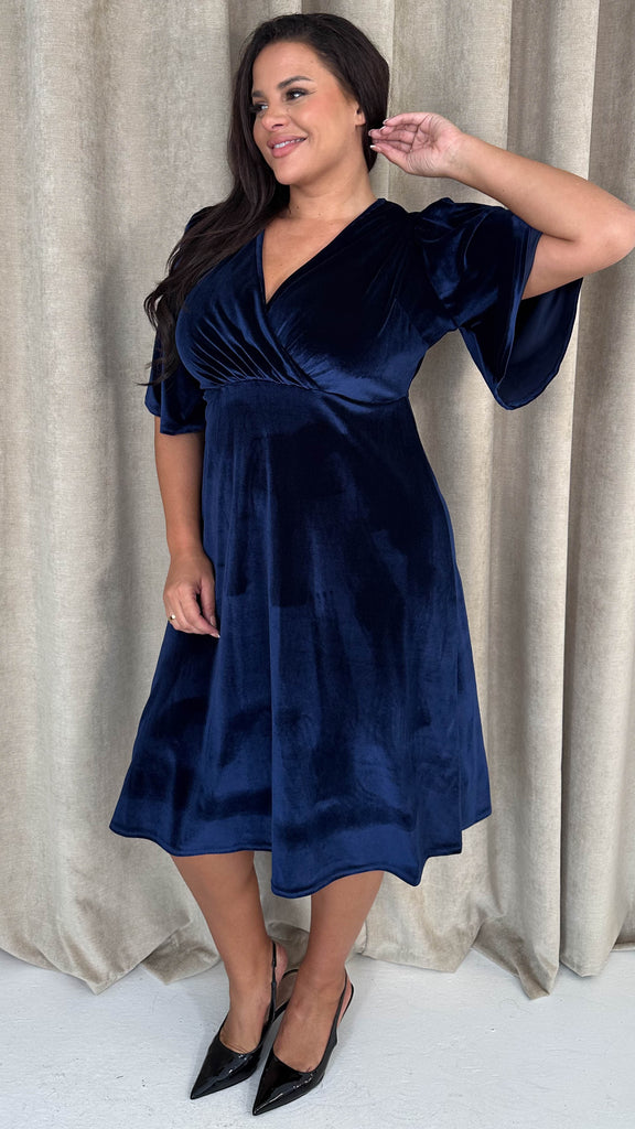 bridesmaid dresses pink and blue Blue Satin Tiered Maxi Dress - Corset Gown main image 1