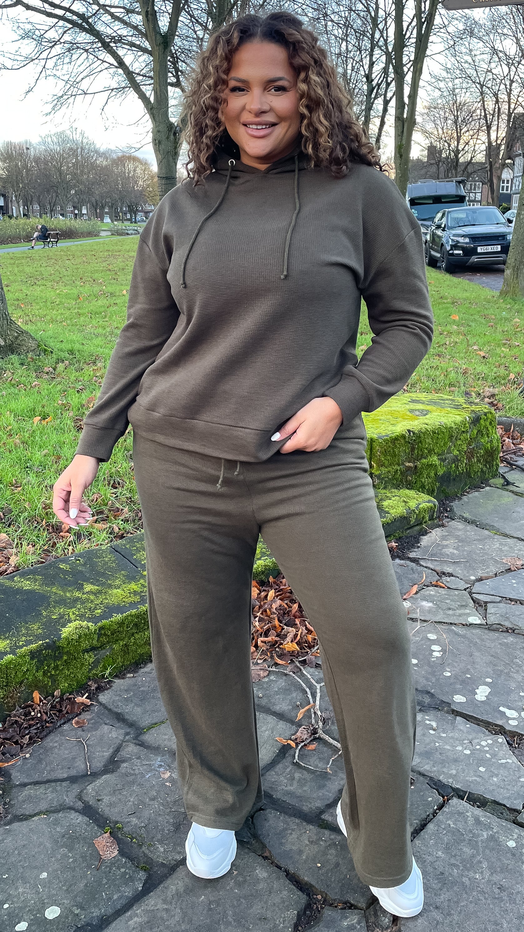 CurveWow Waffle Loungewear Trouser Khaki