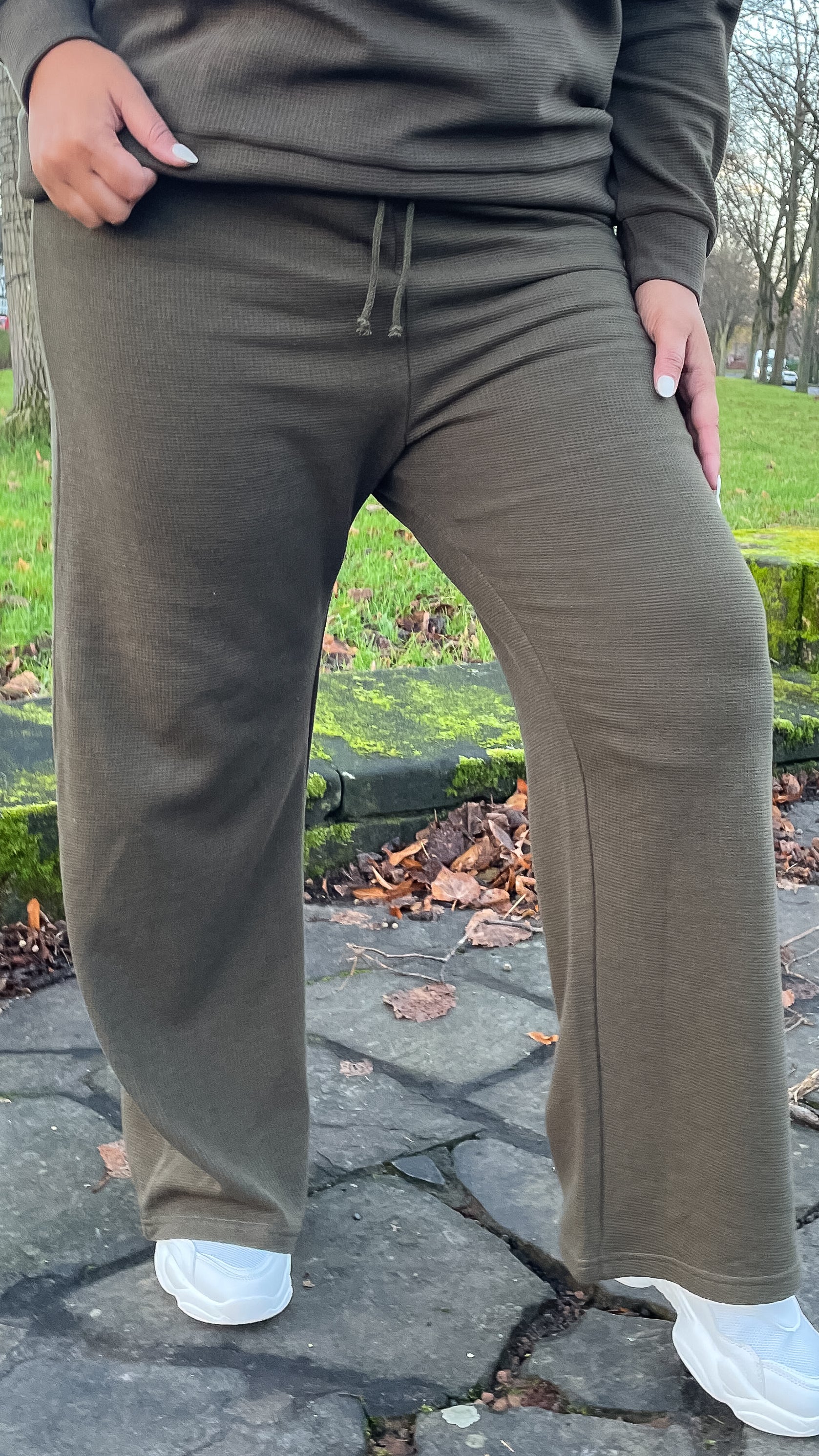 CurveWow Waffle Loungewear Trouser Khaki