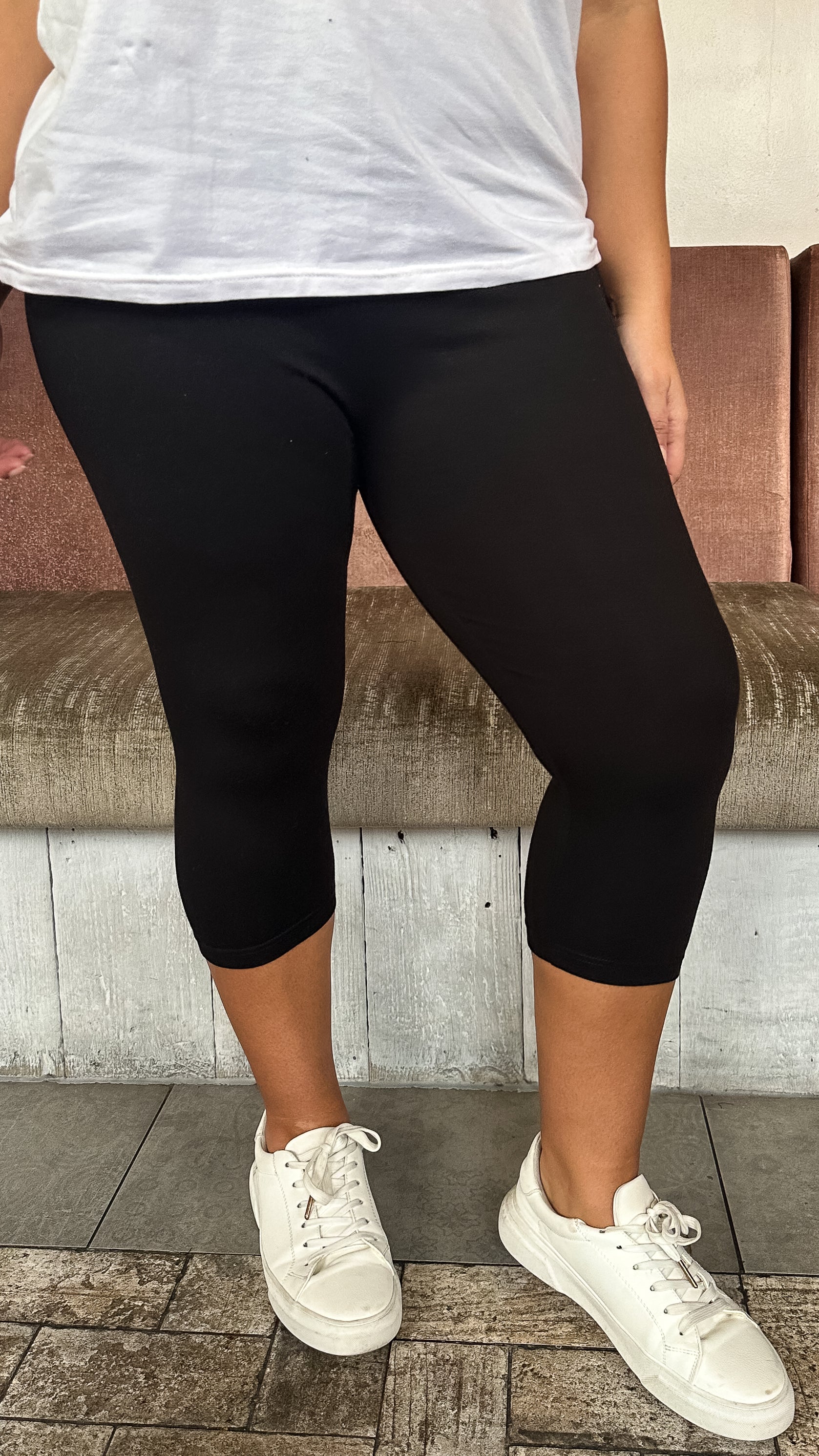 CurveWow Cropped Basic Leggings Black
