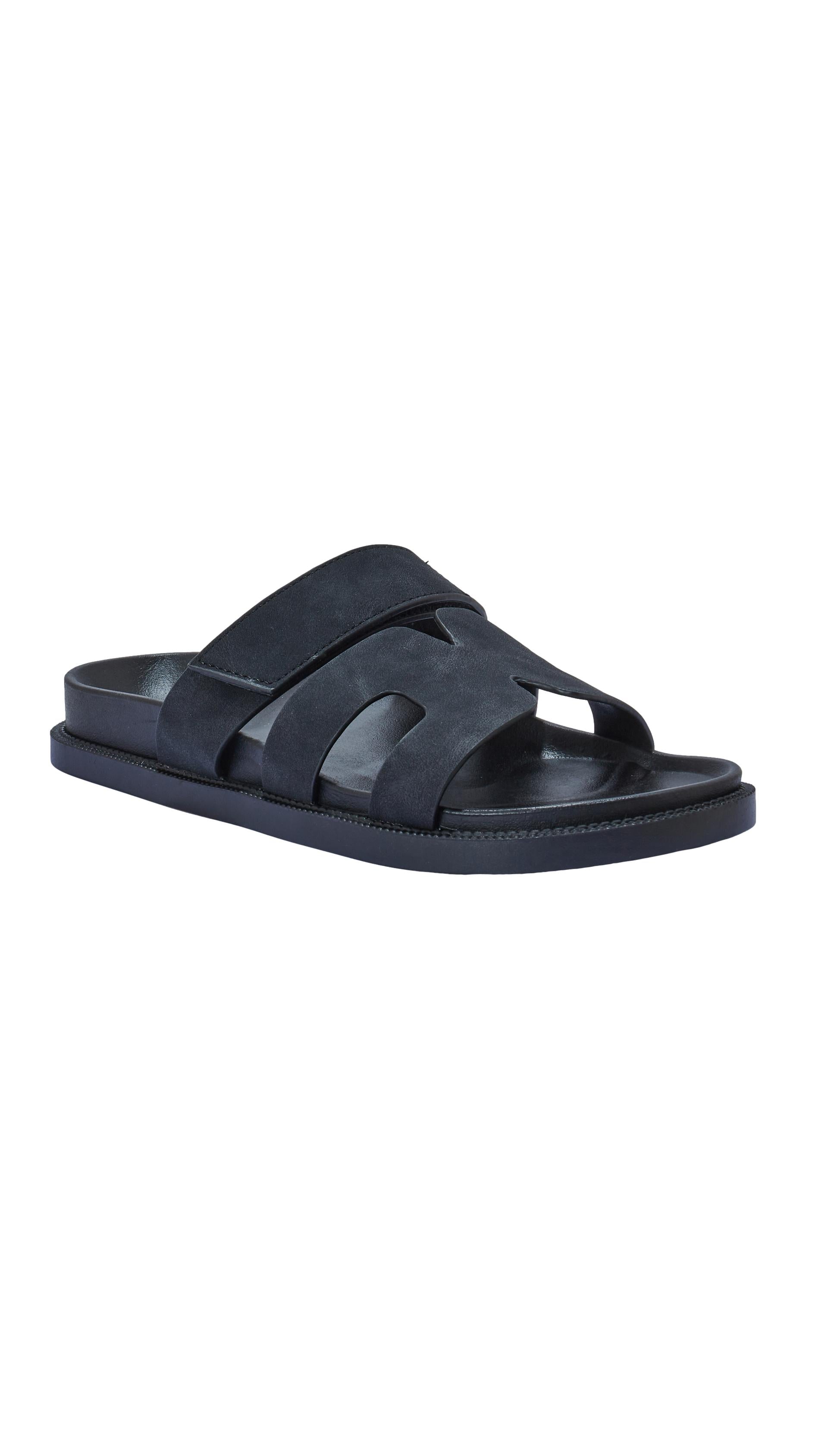 Velcro Gladiator Sandal Black Nubuck PU