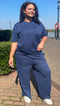 CurveWow Batwing Top and Trousers Set Navy