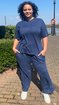 CurveWow Batwing Top and Trousers Set Navy