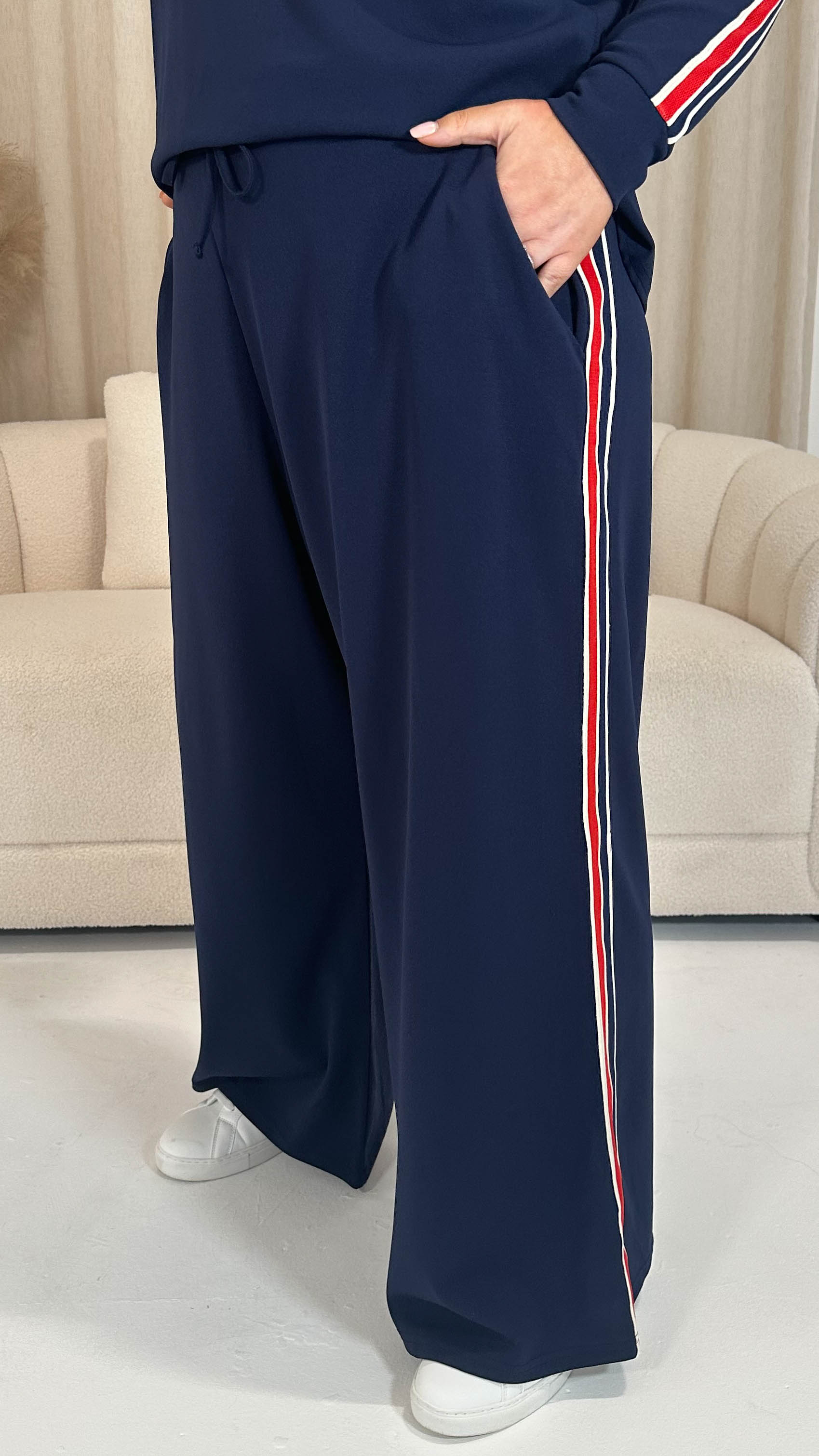 CurveWow Tape Wide Leg Trouser Navy