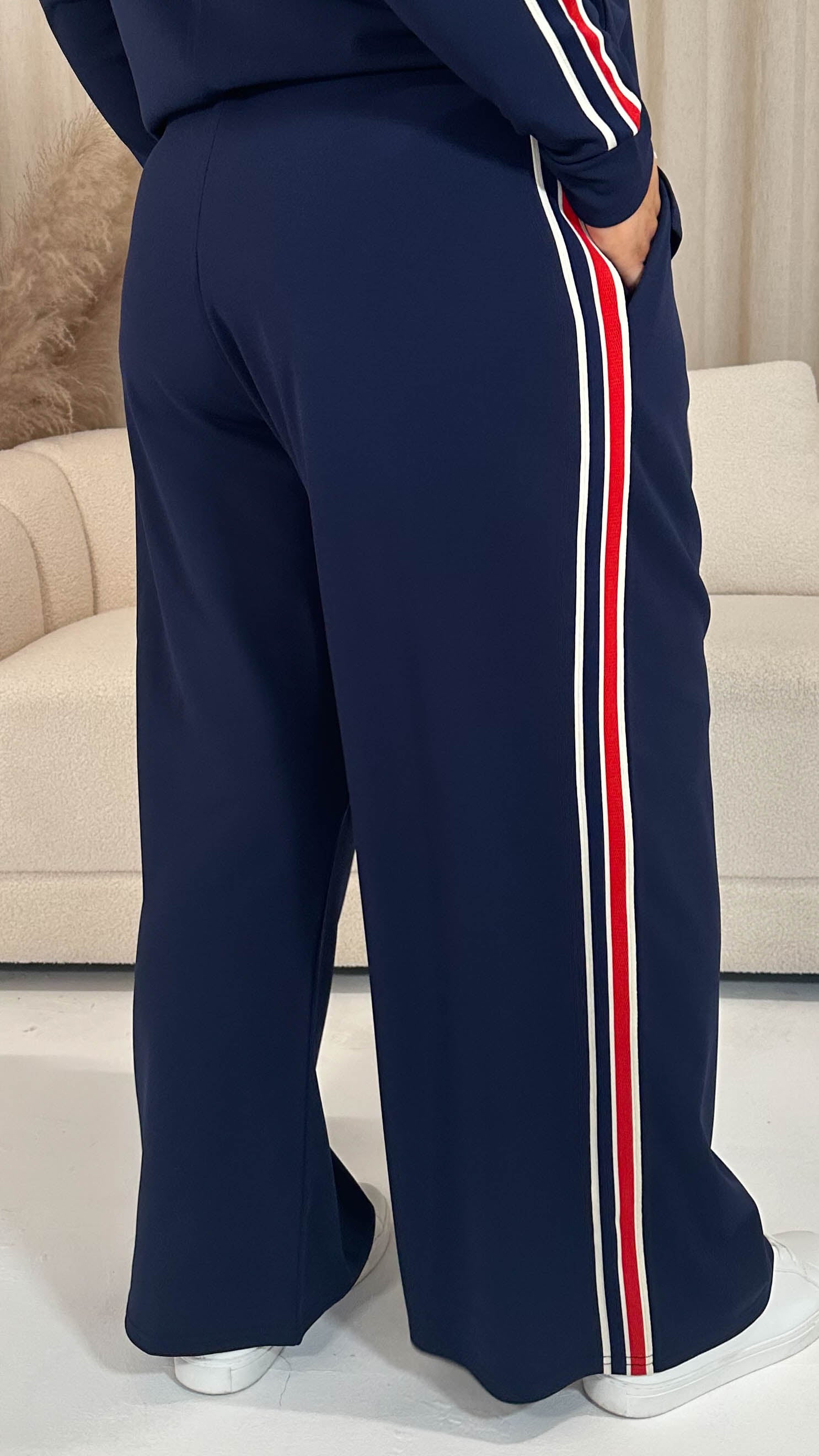 CurveWow Tape Wide Leg Trouser Navy