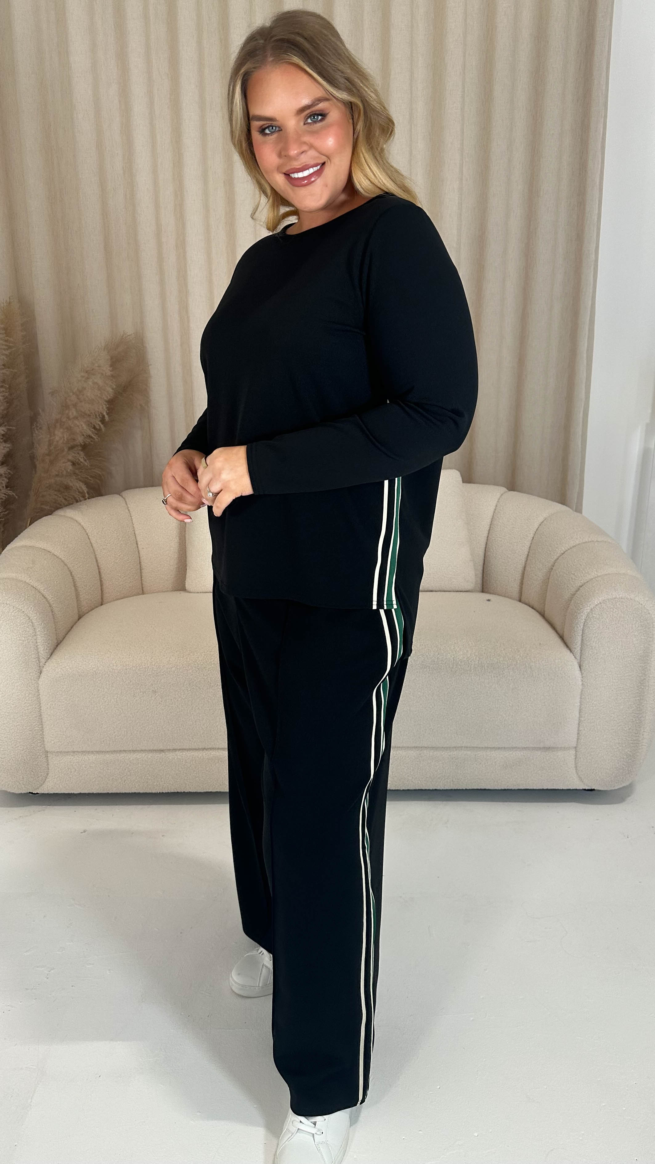 CurveWow Tape Wide Leg Trouser Black