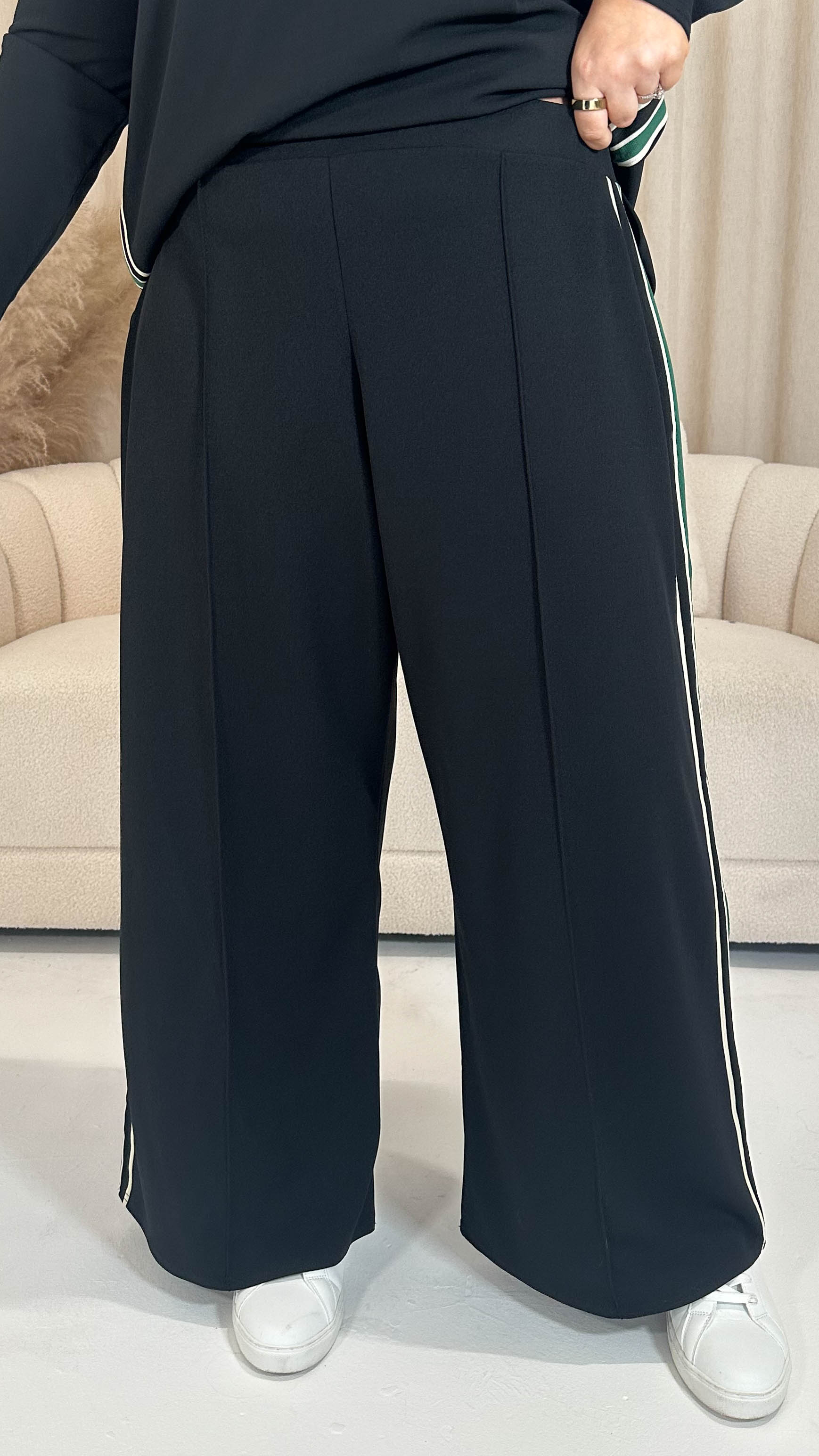 CurveWow Tape Wide Leg Trouser Black
