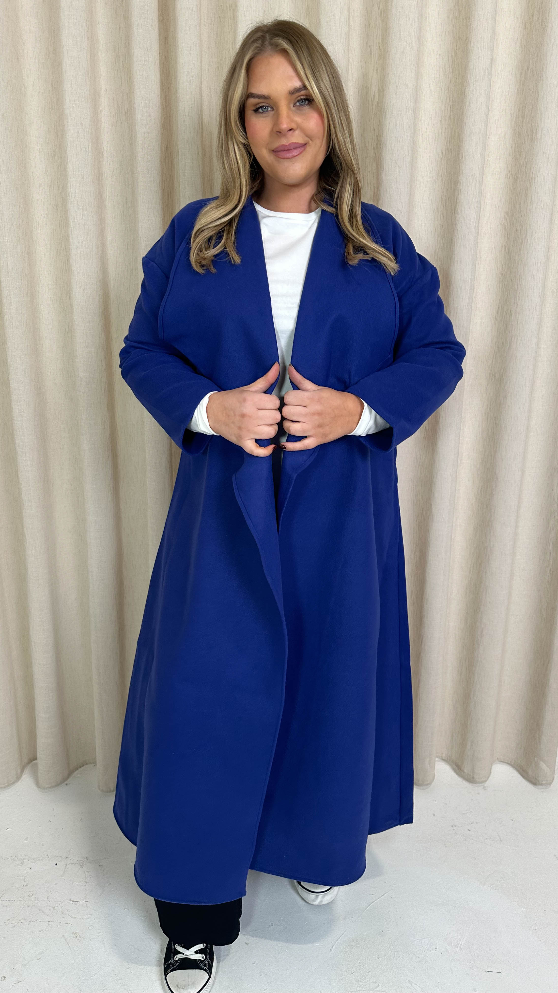 CurveWow Waterfall Maxi Coat Blue