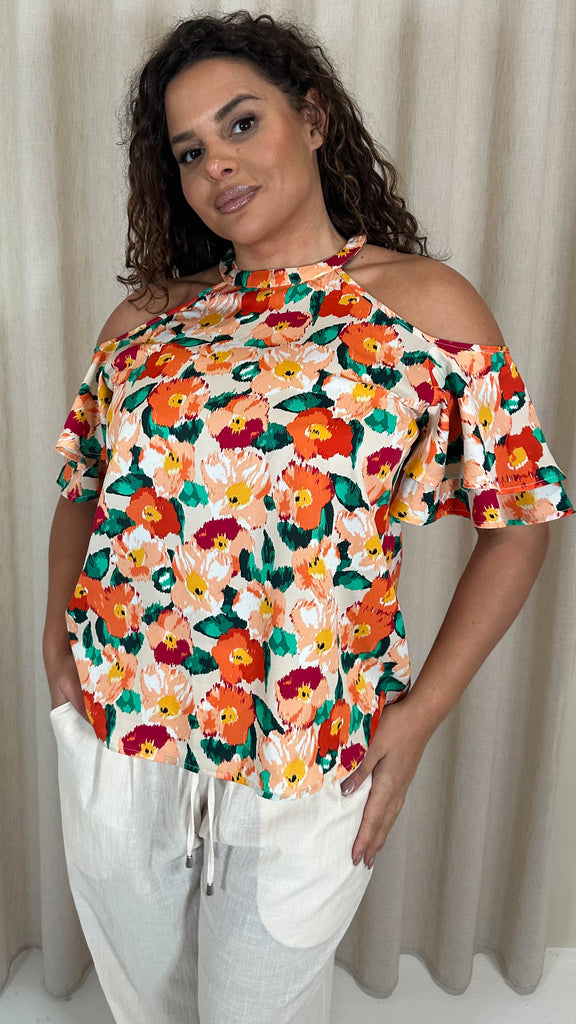 CurveWow Printed Cold Shoulder Top Floral – Curvewow