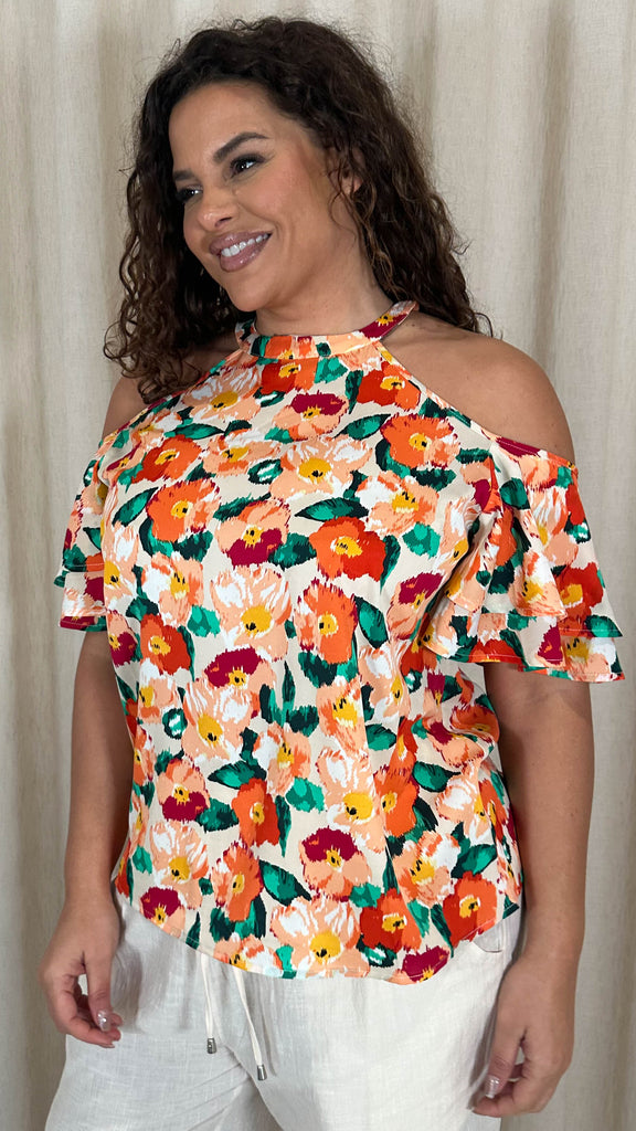 CurveWow Printed Cold Shoulder Top Floral – Curvewow