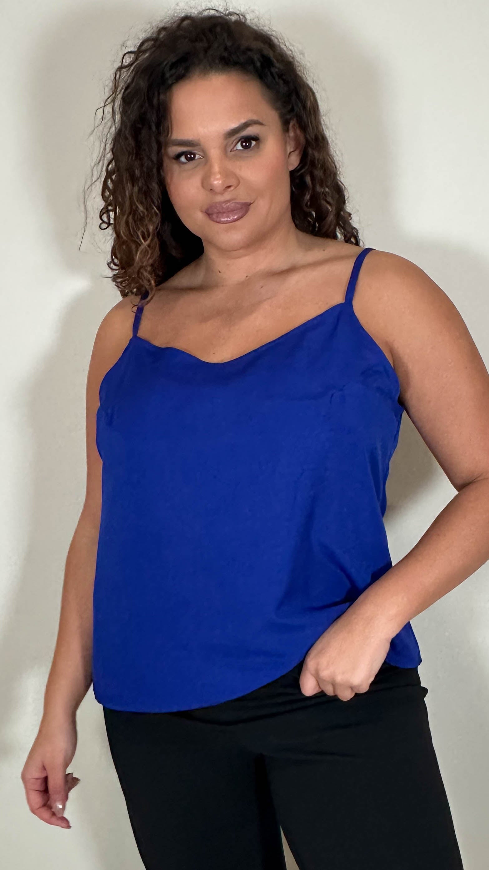 CurveWow Basic Woven Swing Vest Blue