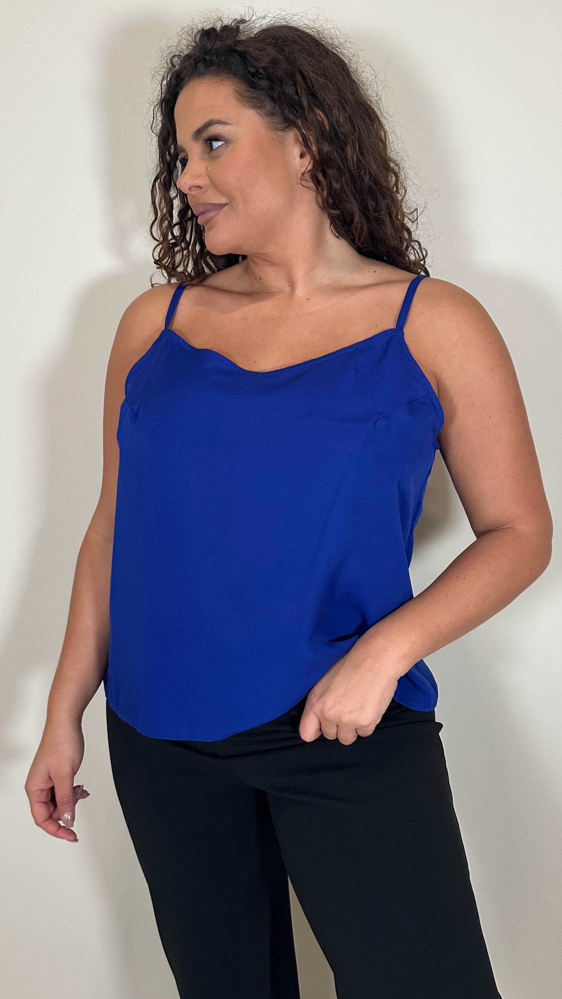 CurveWow Basic Woven Swing Vest Blue