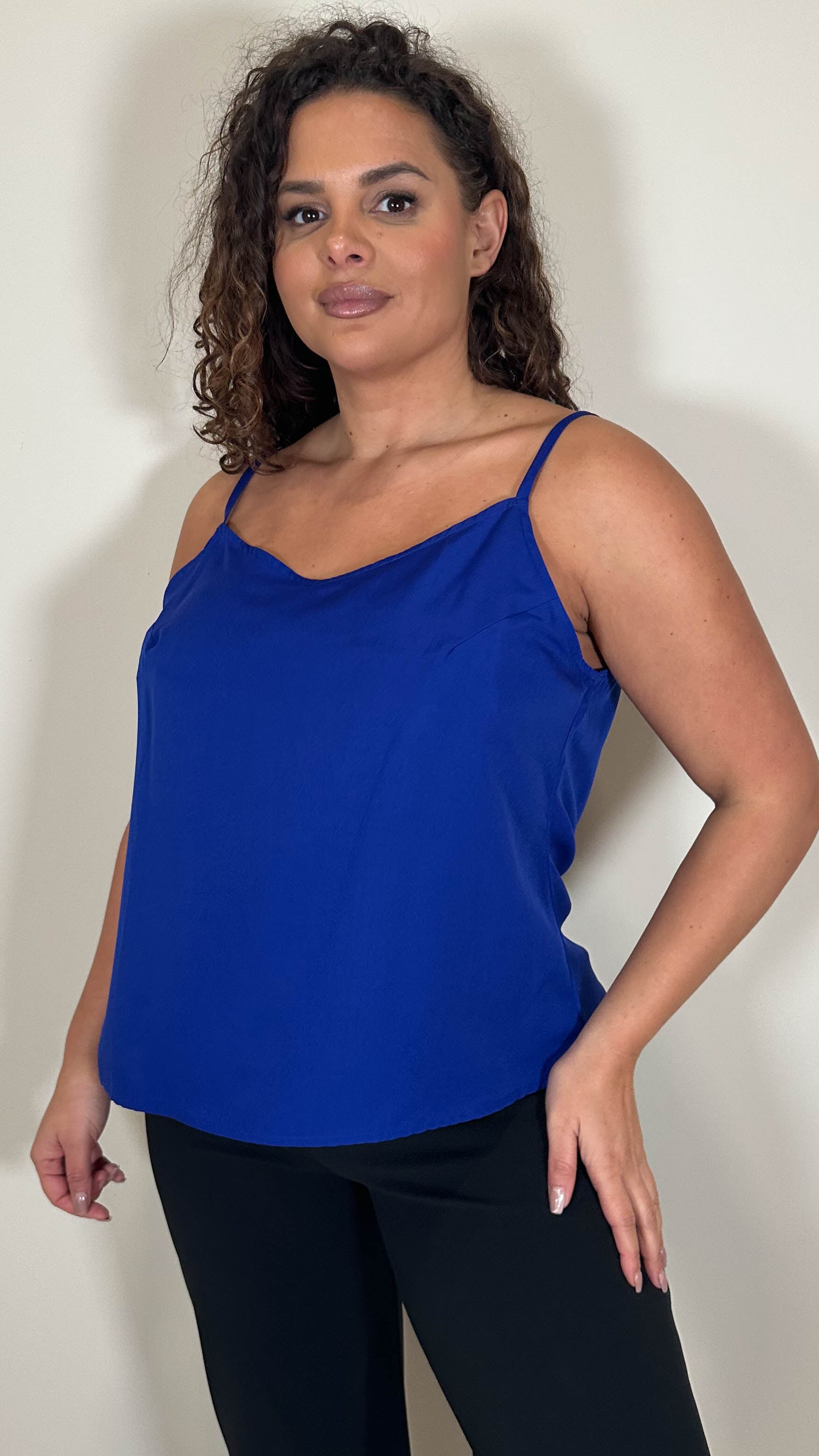 CurveWow Basic Woven Swing Vest Blue