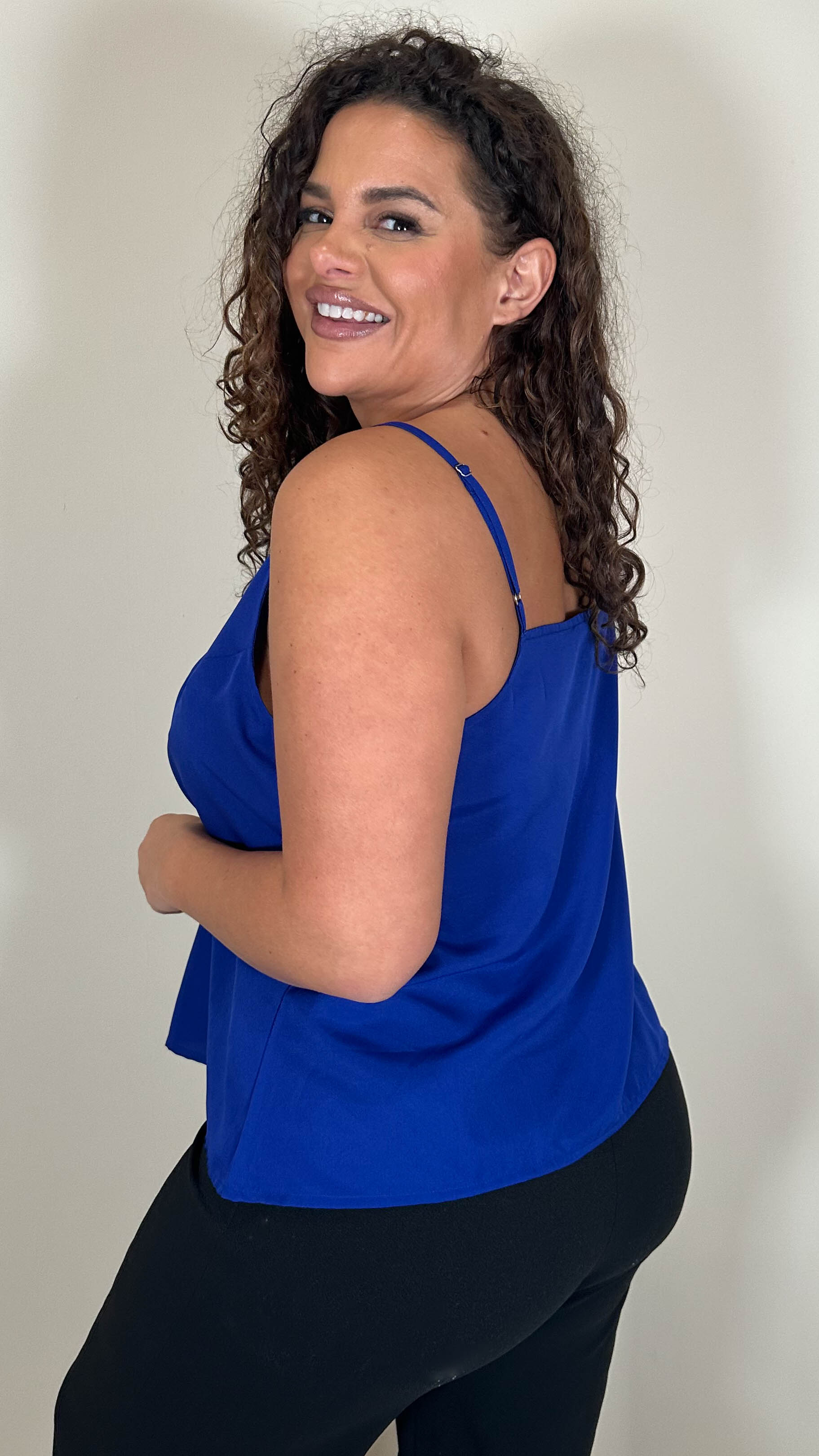 CurveWow Basic Woven Swing Vest Blue