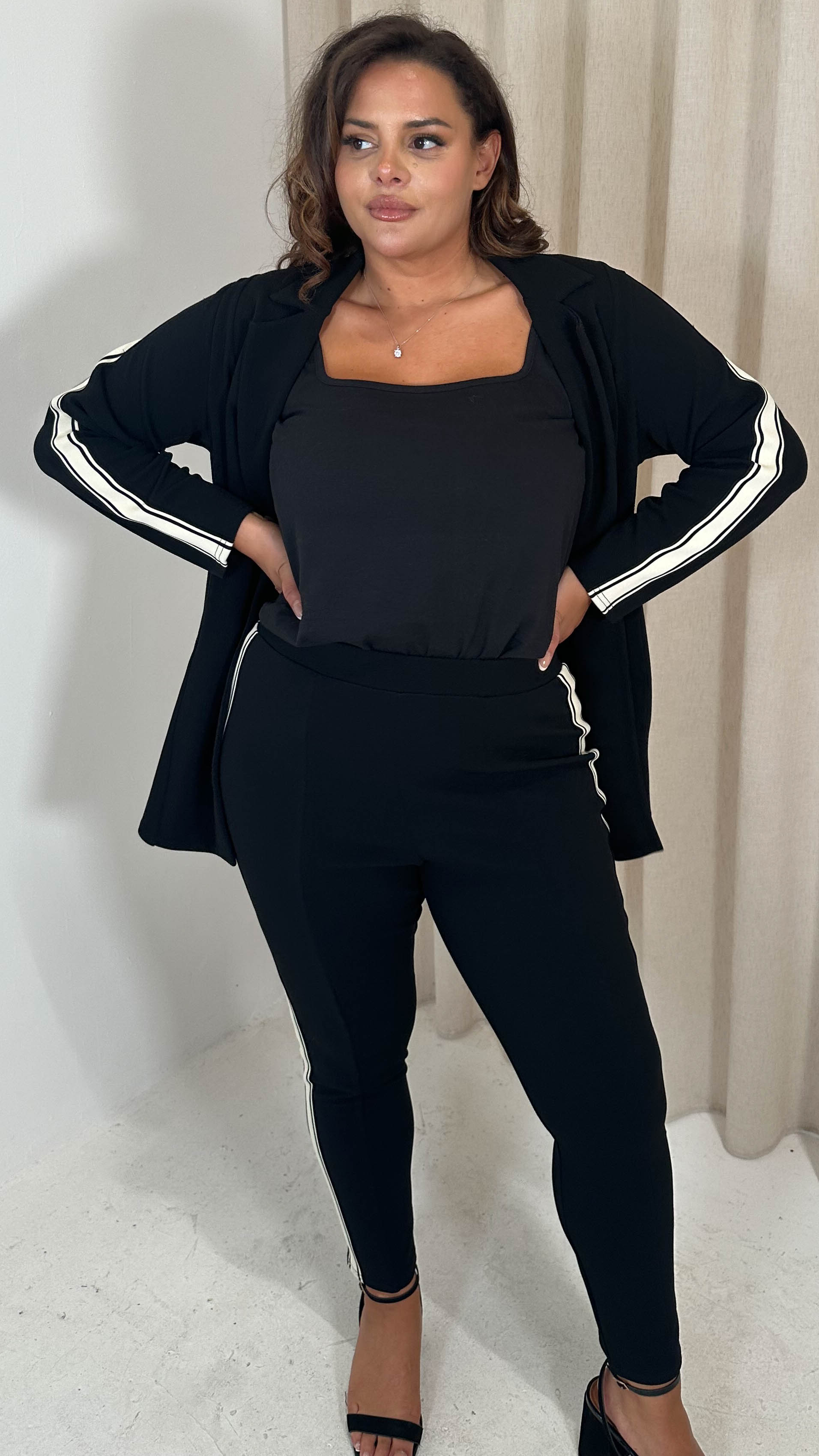 CurveWow Tape Side Cigarette Trouser Black and White