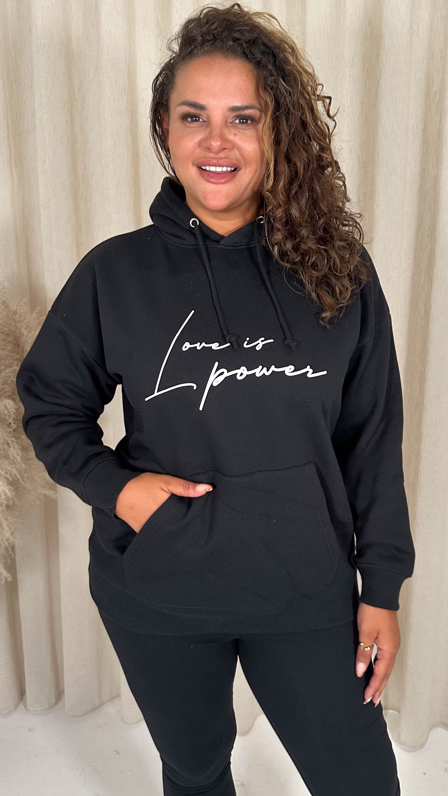 CurveWow Puff Print Hoodie Black