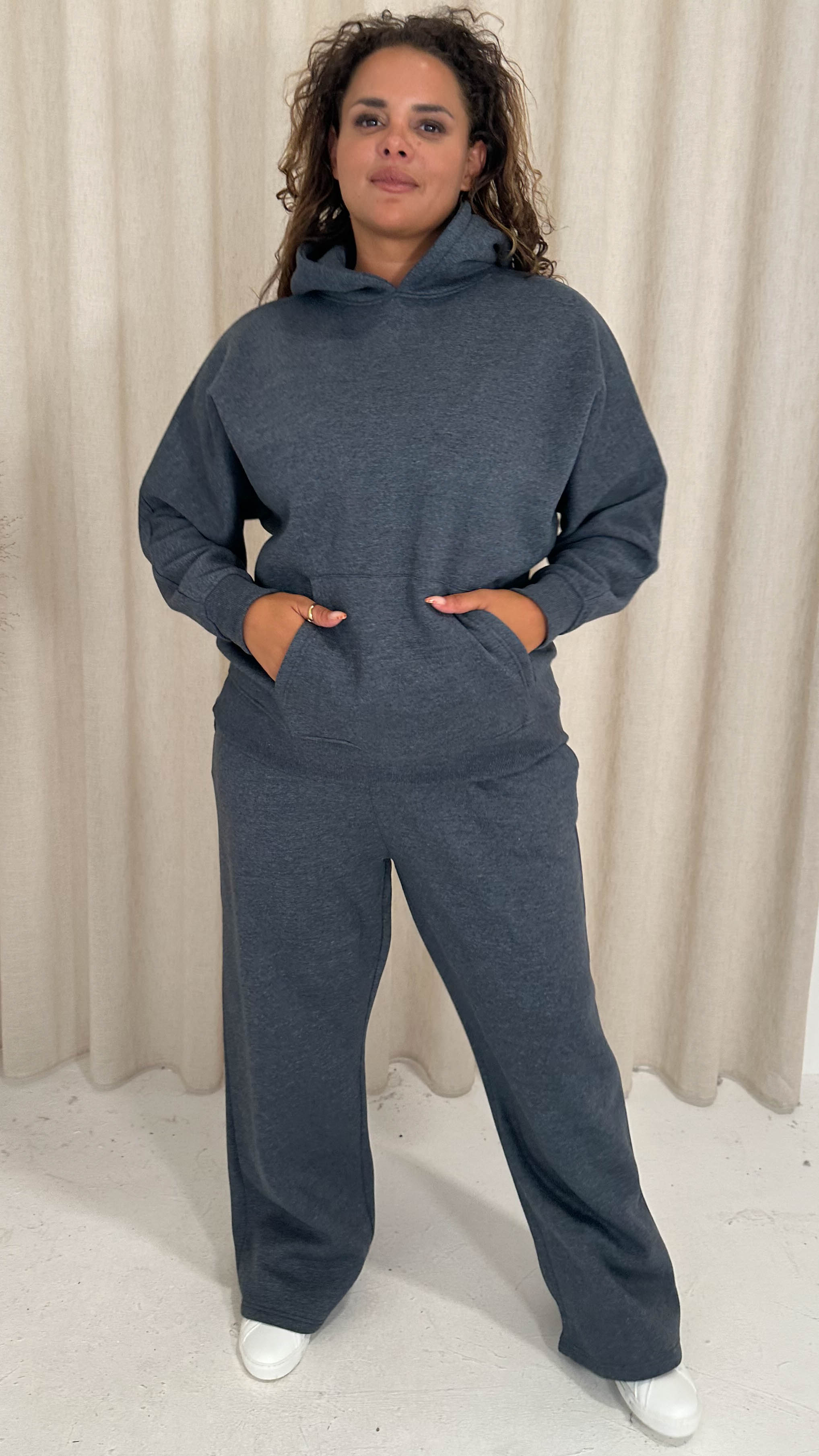 CurveWow Brush Back Dolman Sleeve Hoodie Grey