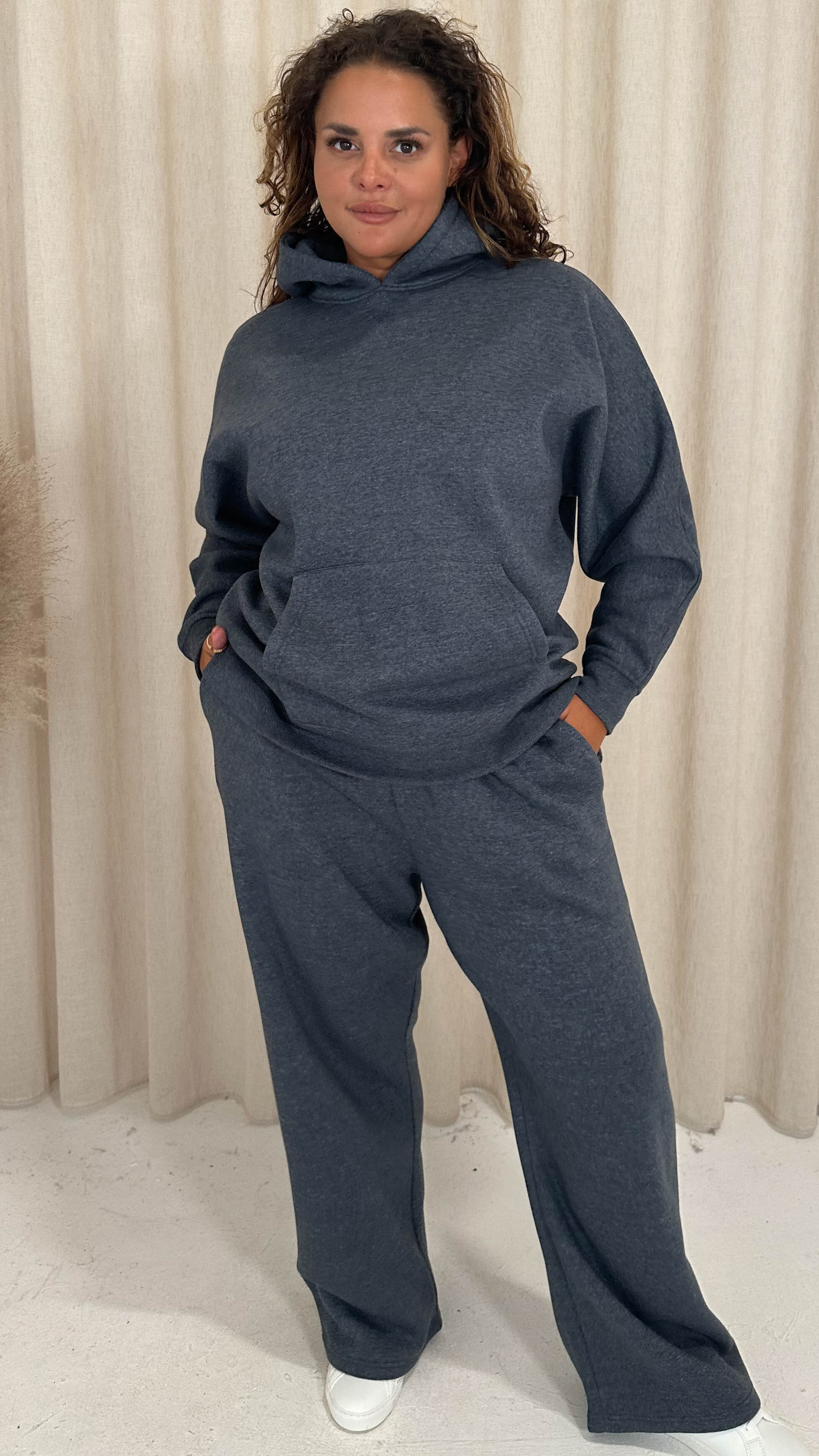 CurveWow Brush Back Dolman Sleeve Hoodie Grey