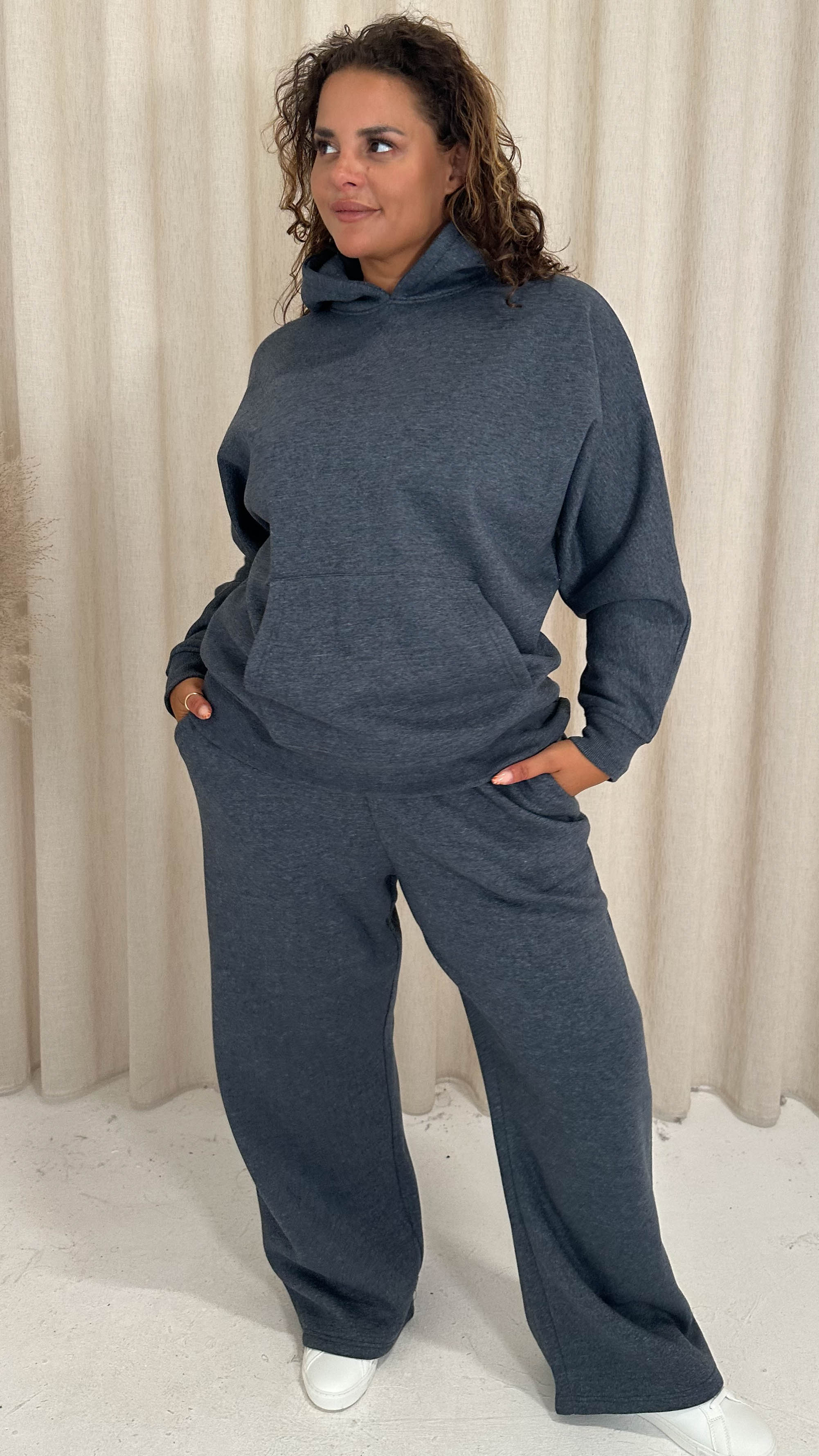 CurveWow Brush Back Dolman Sleeve Hoodie Grey