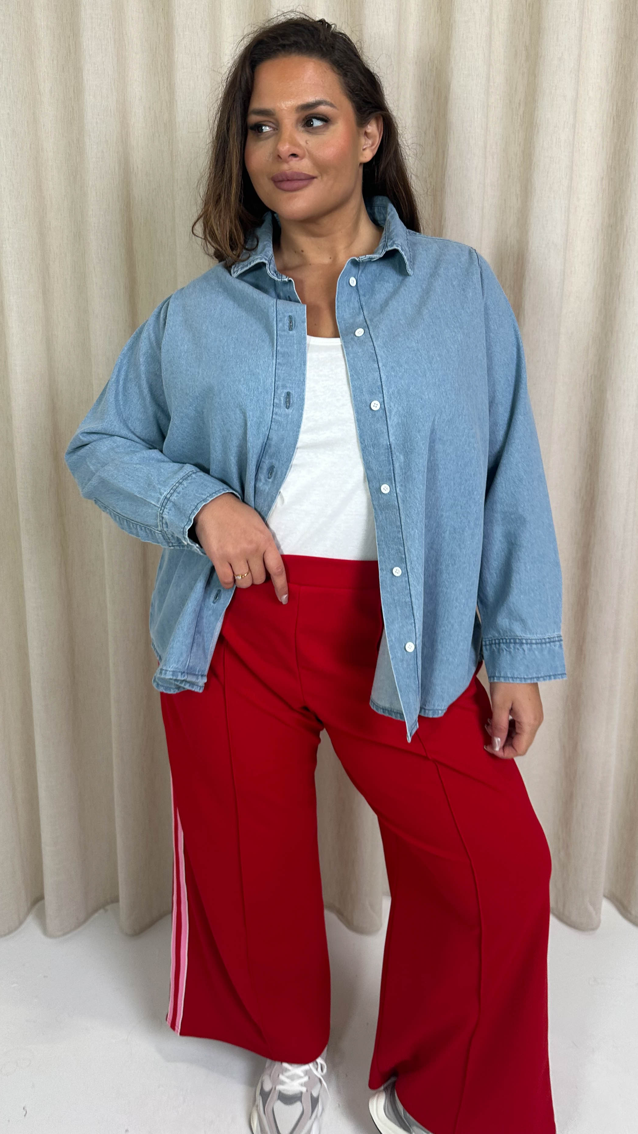 CurveWow Chambray Shirt Lightwash