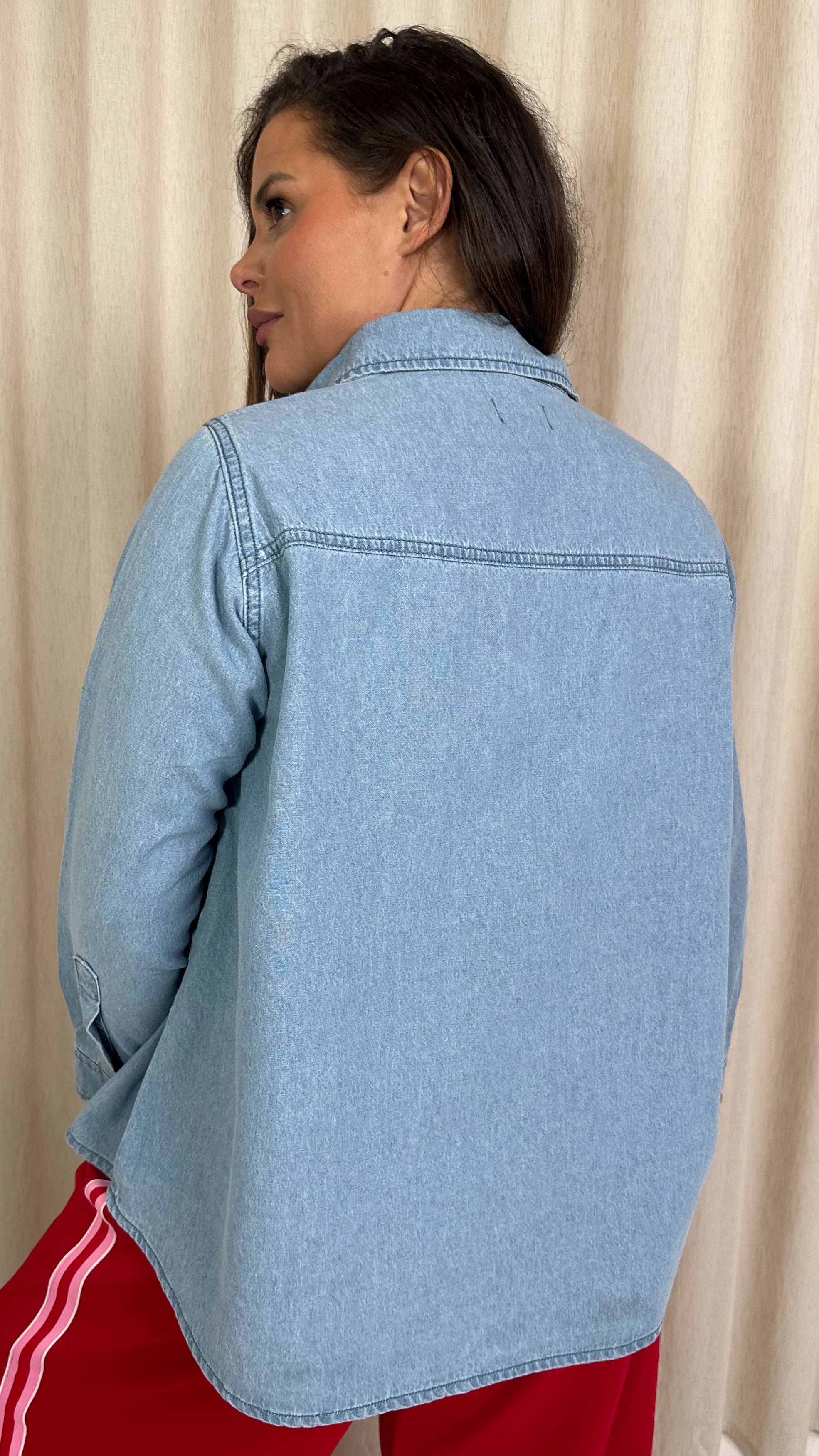 CurveWow Chambray Shirt Lightwash