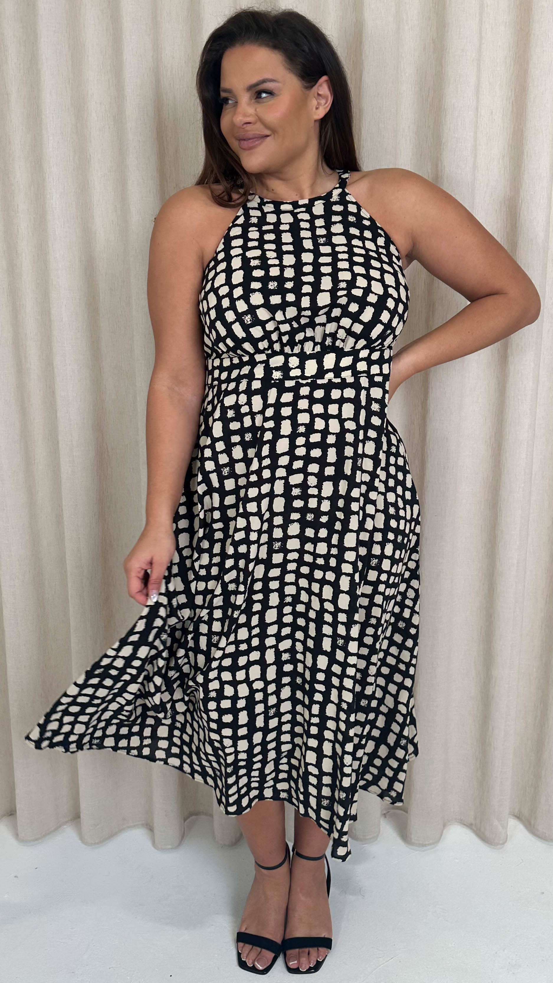 CurveWow Racer Cami Dress Mono Smudge