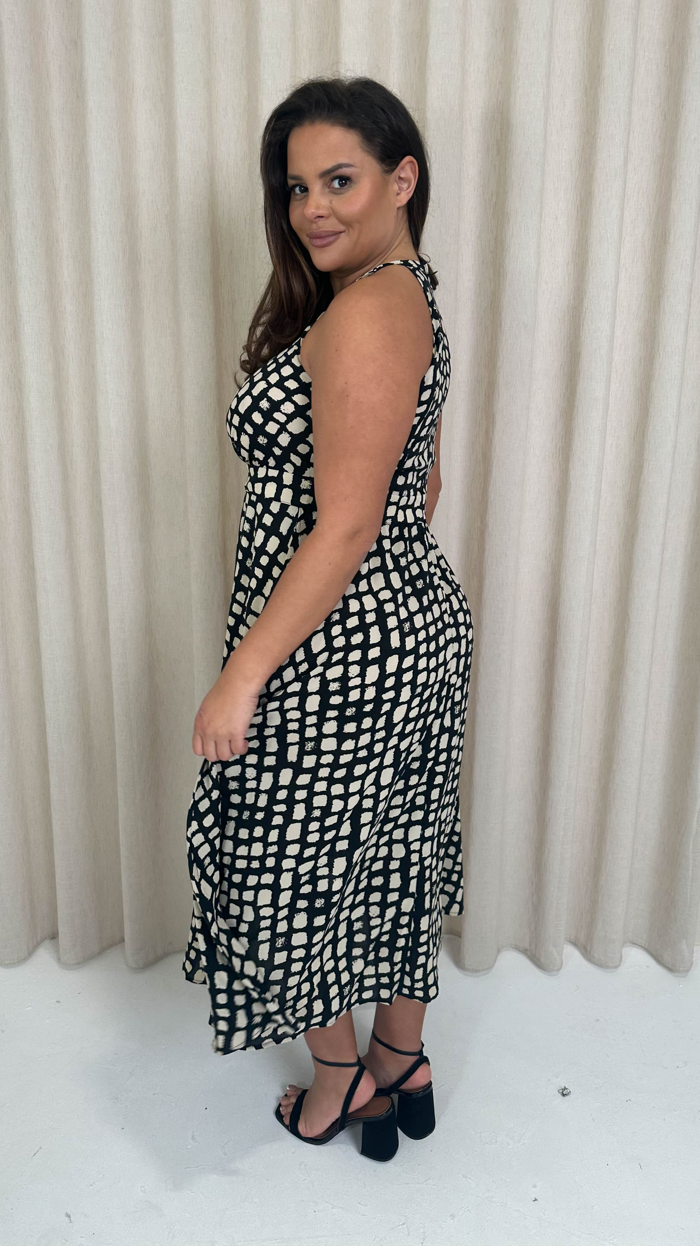 CurveWow Racer Cami Dress Mono Smudge