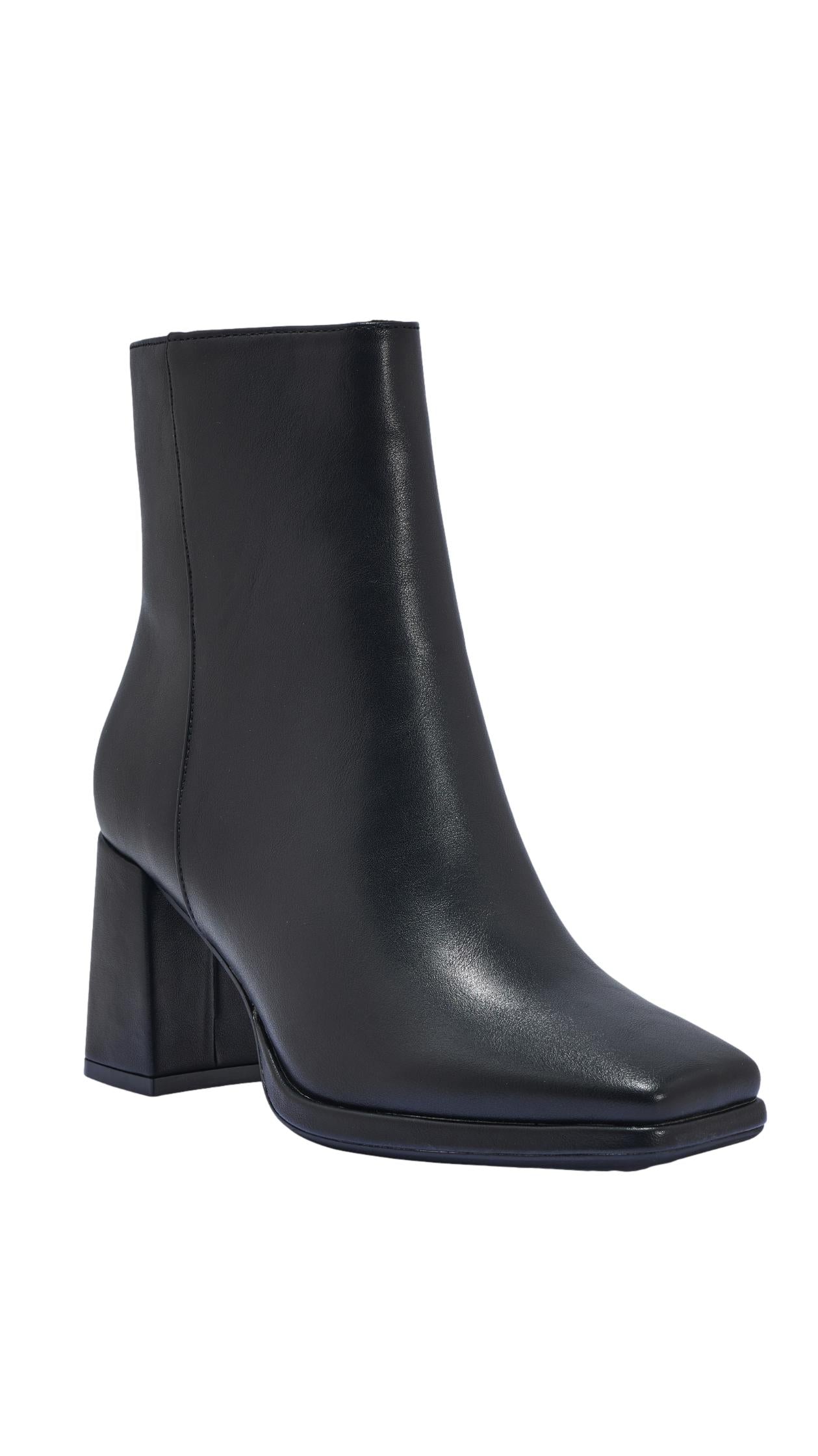 Wide Fit PU Heeled Ankle Boots