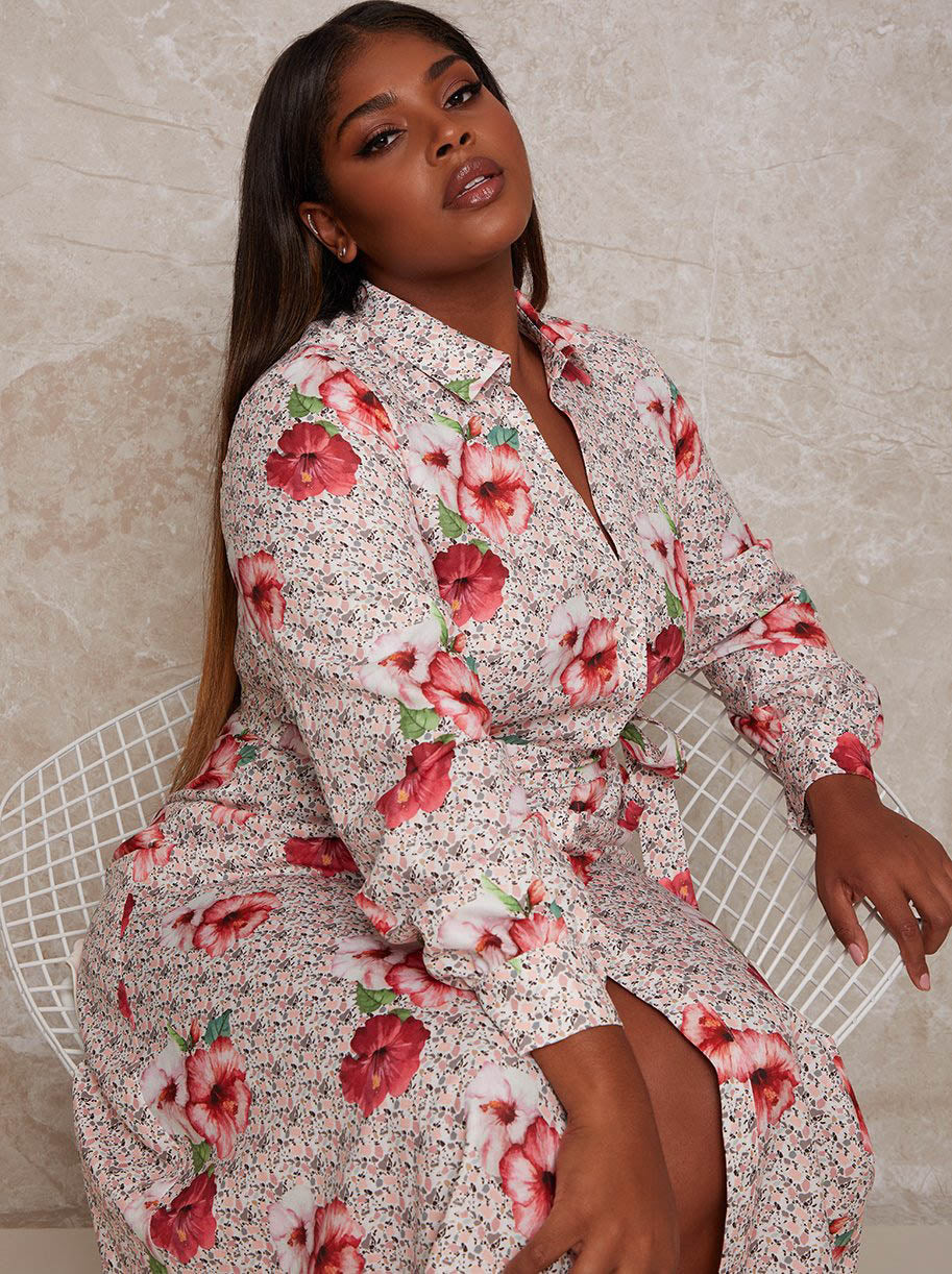 Chi Chi Floral Print Maxi Shirt Dress