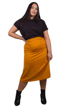 Curvewow Mustard Midi Skirt