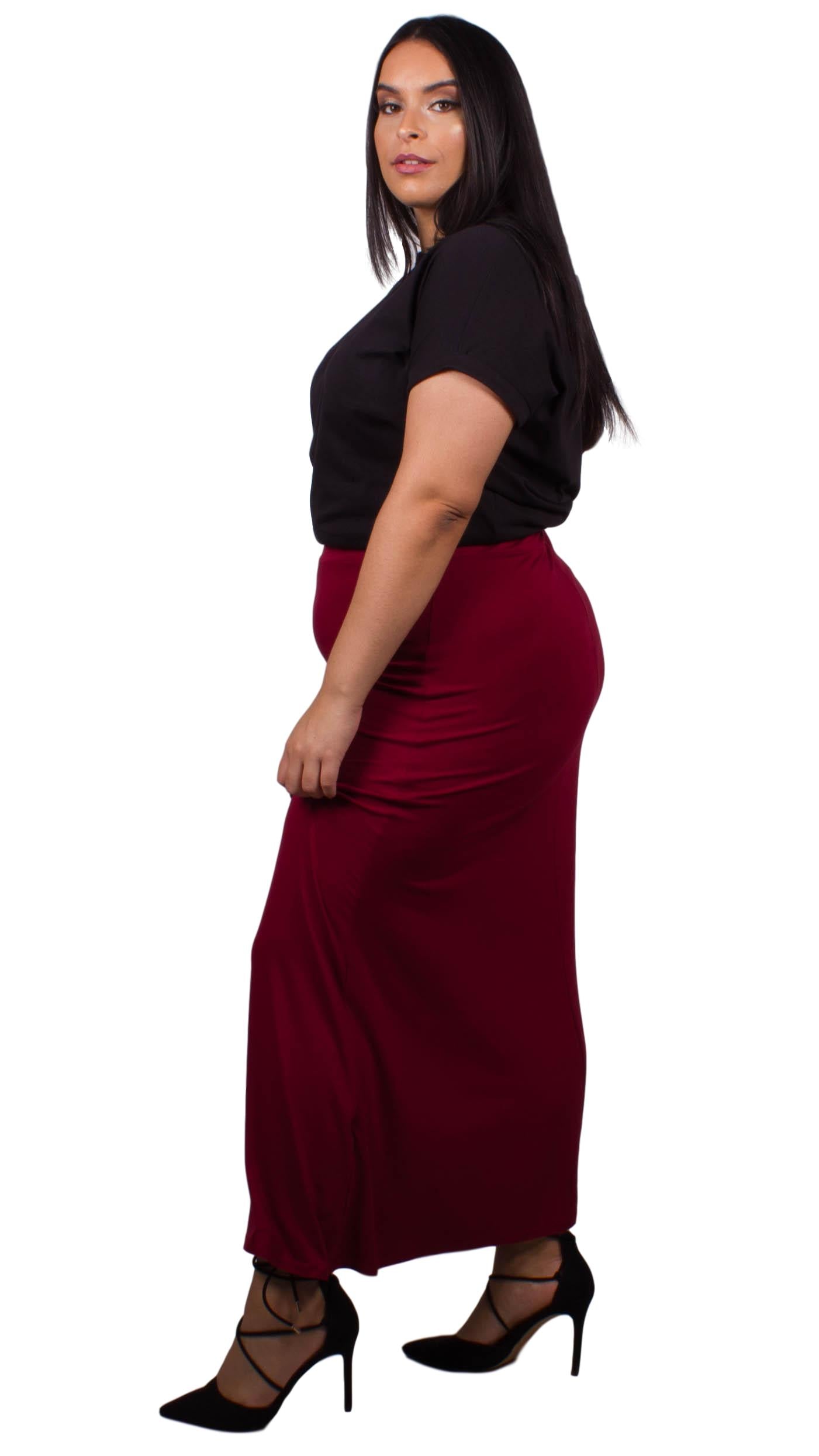 Curvewow Cranberry Maxi Skirt