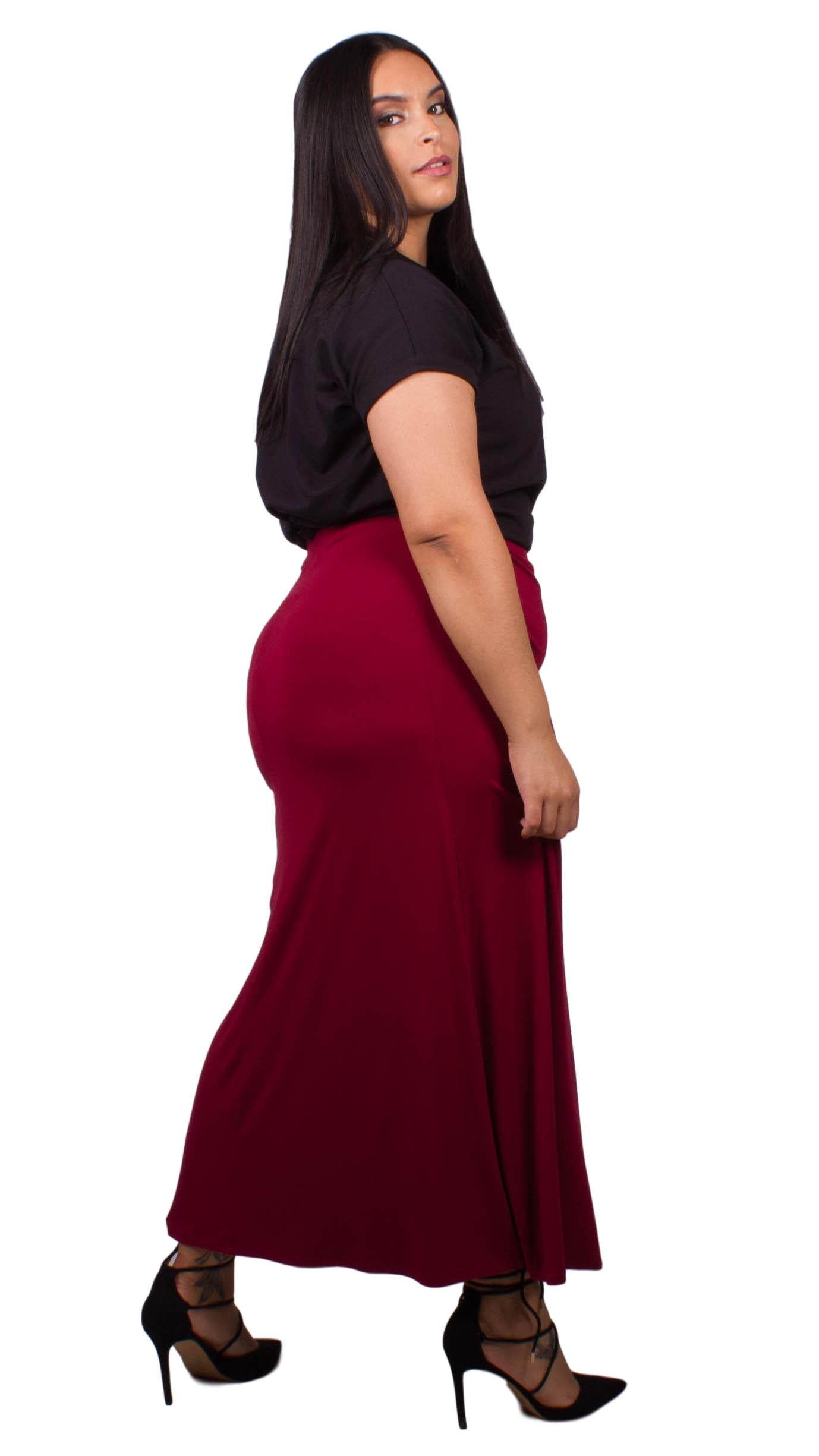 Curvewow Cranberry Maxi Skirt