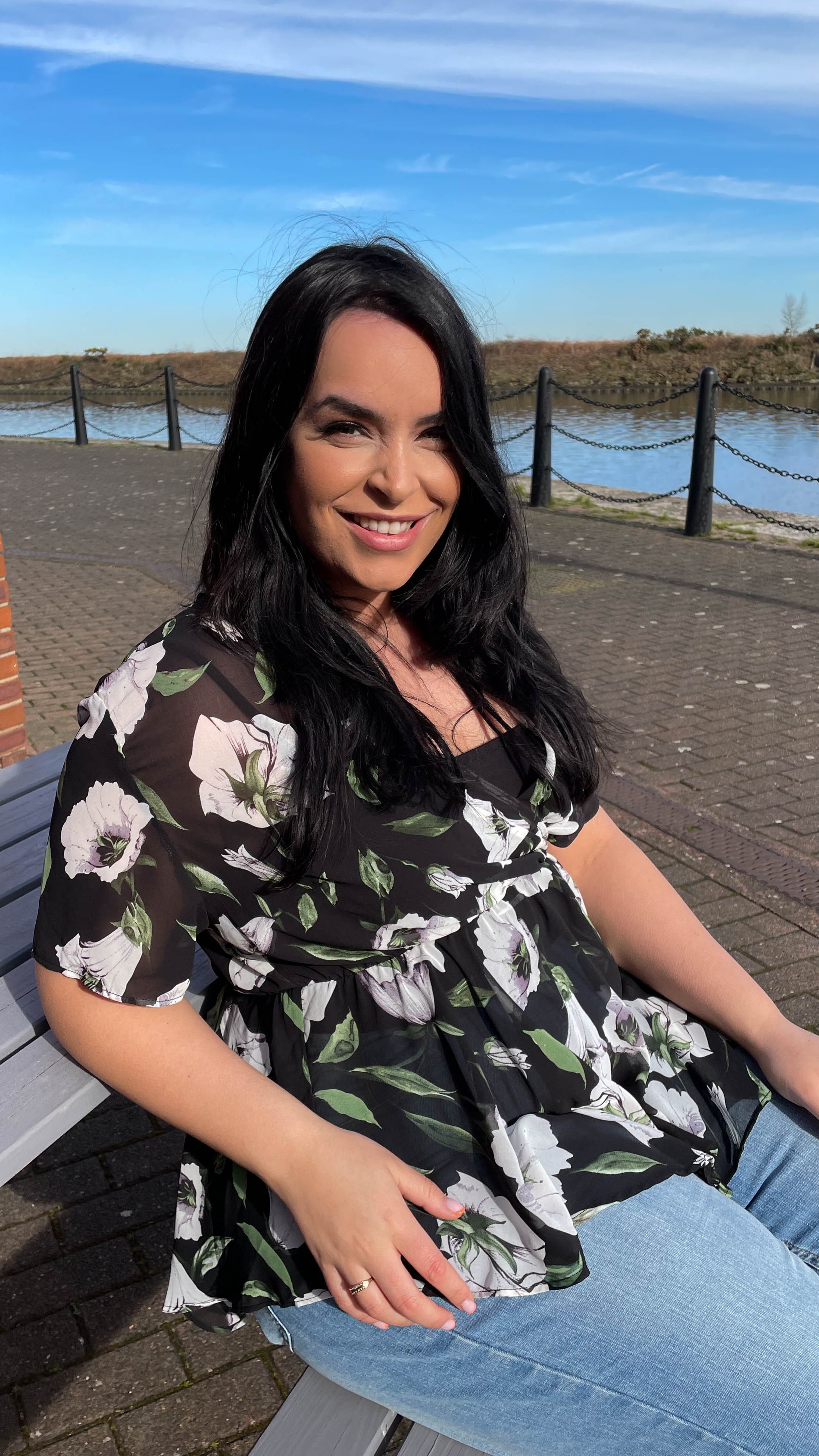 CurveWow Dip Front Wrap Top Black