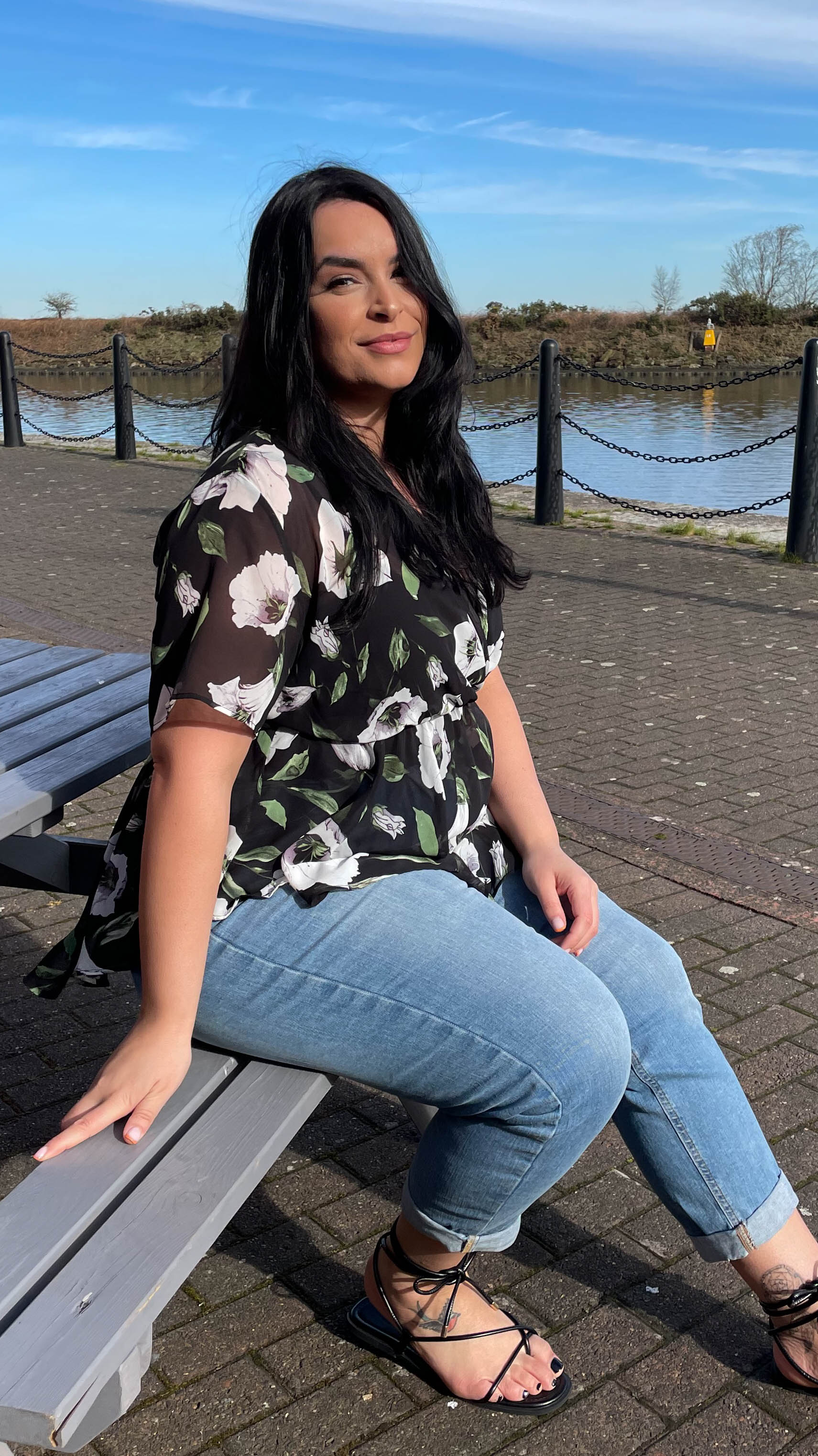 CurveWow Dip Front Wrap Top Black