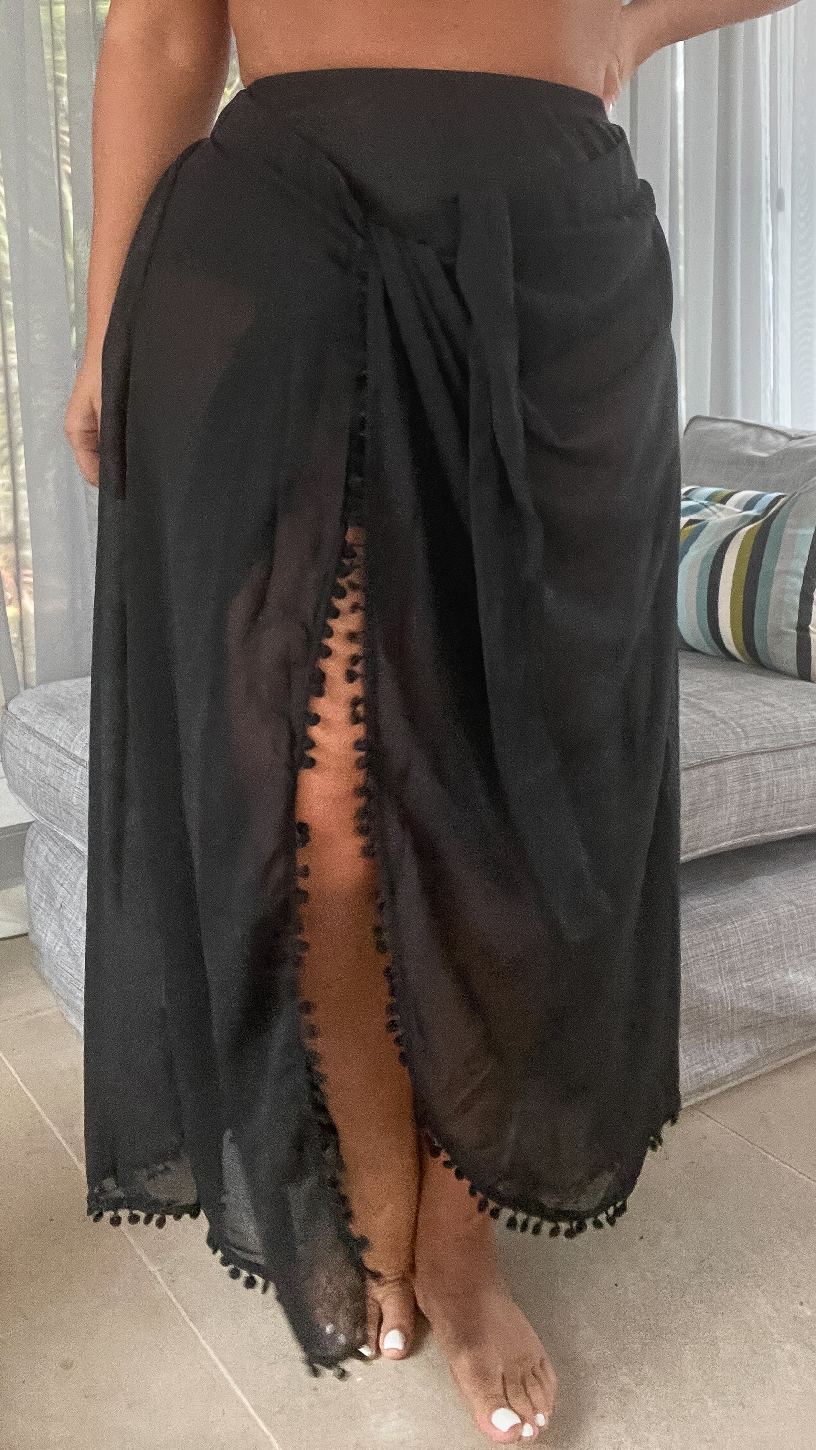 CurveWow Black Maxi Sarong