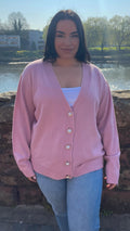 CurveWow Pearl Buttoned Cardigan Pink