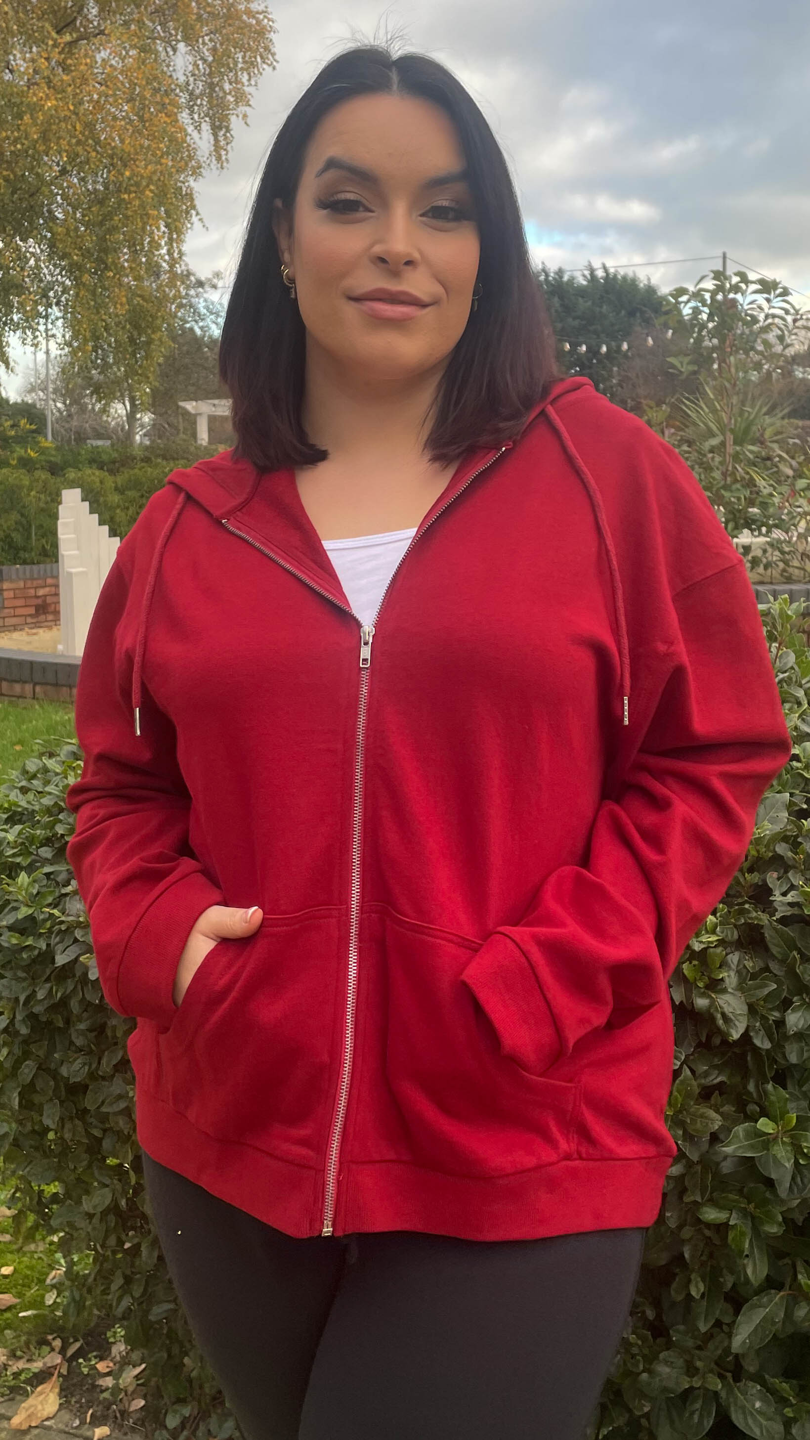 CurveWow Zip Through Hoodie Wine