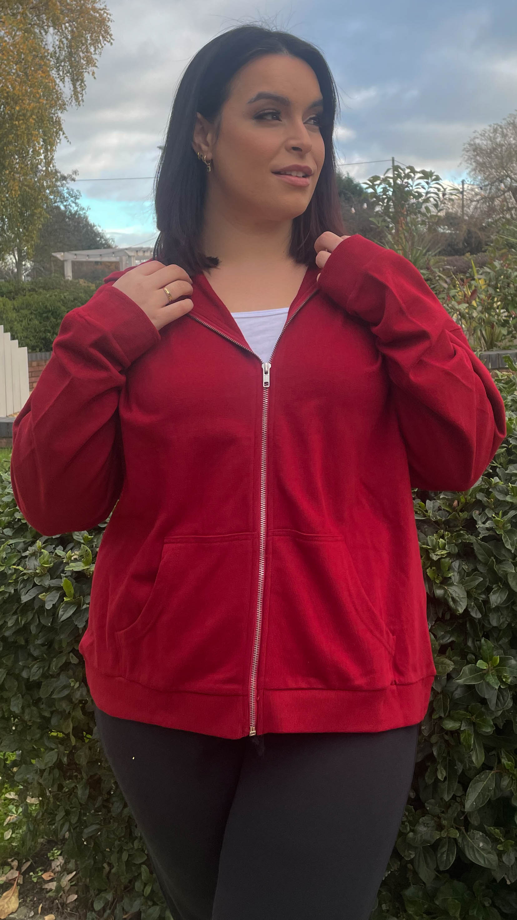 CurveWow Zip Through Hoodie Wine