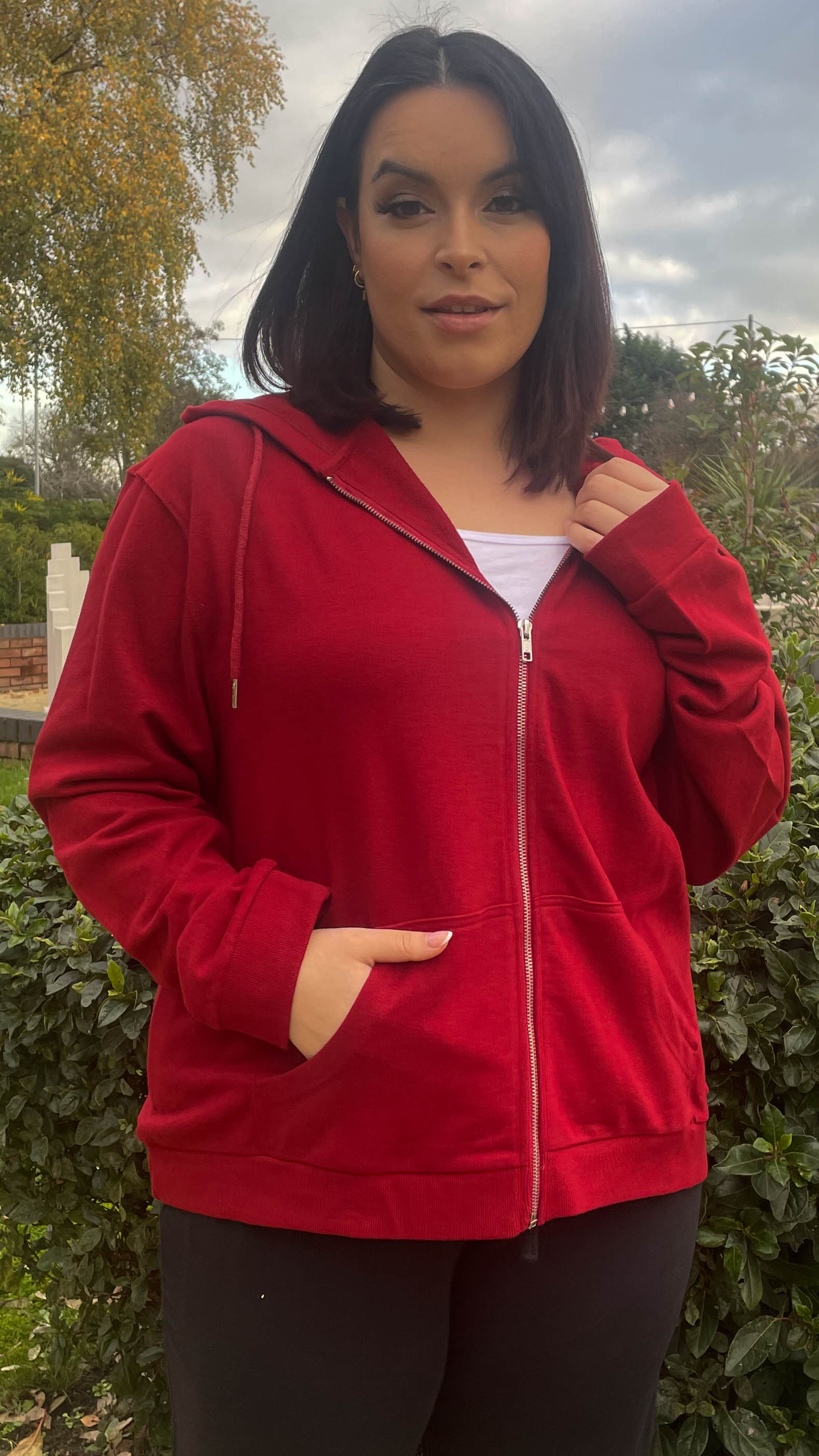 CurveWow Zip Through Hoodie Wine