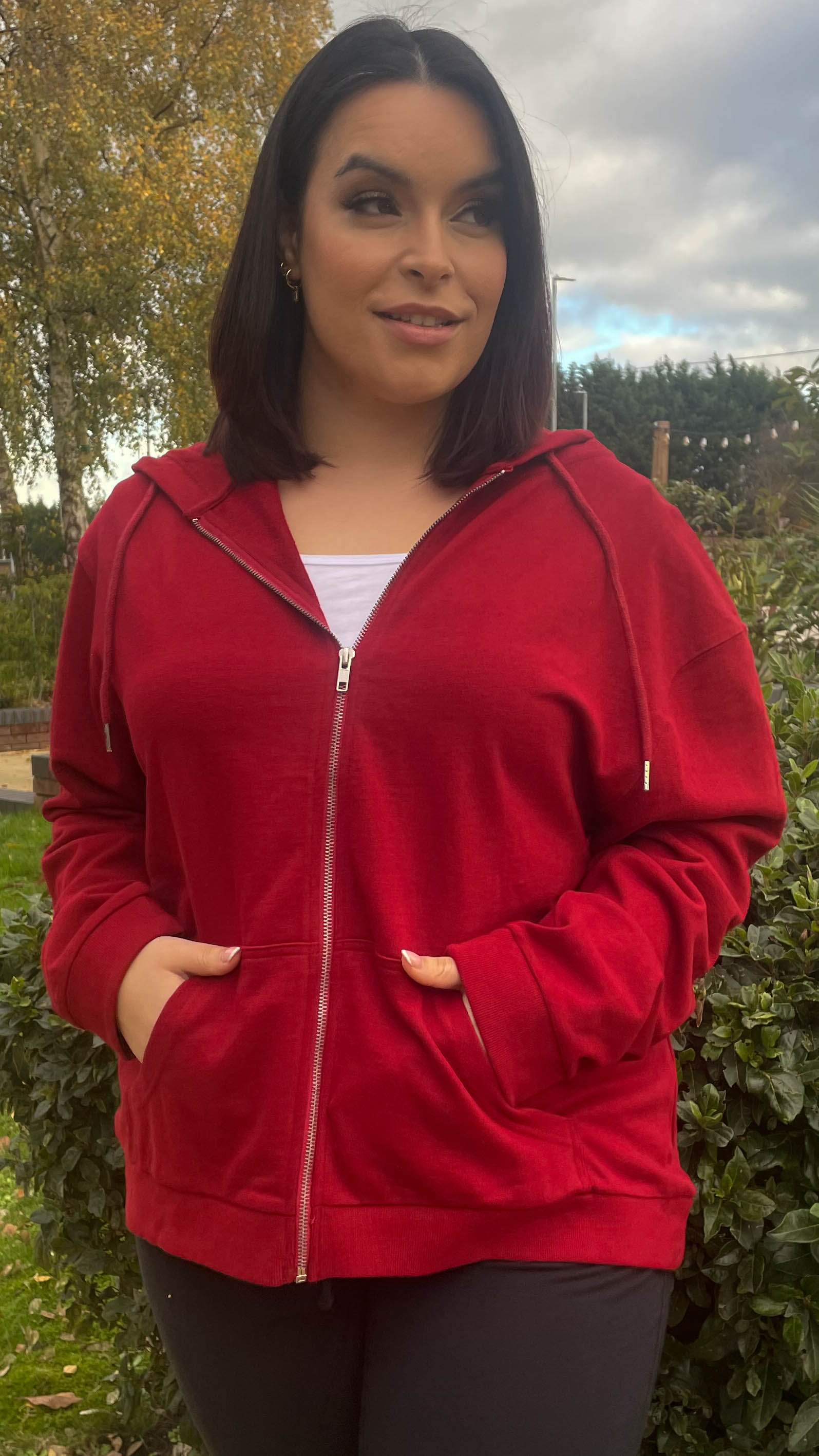 CurveWow Zip Through Hoodie Wine