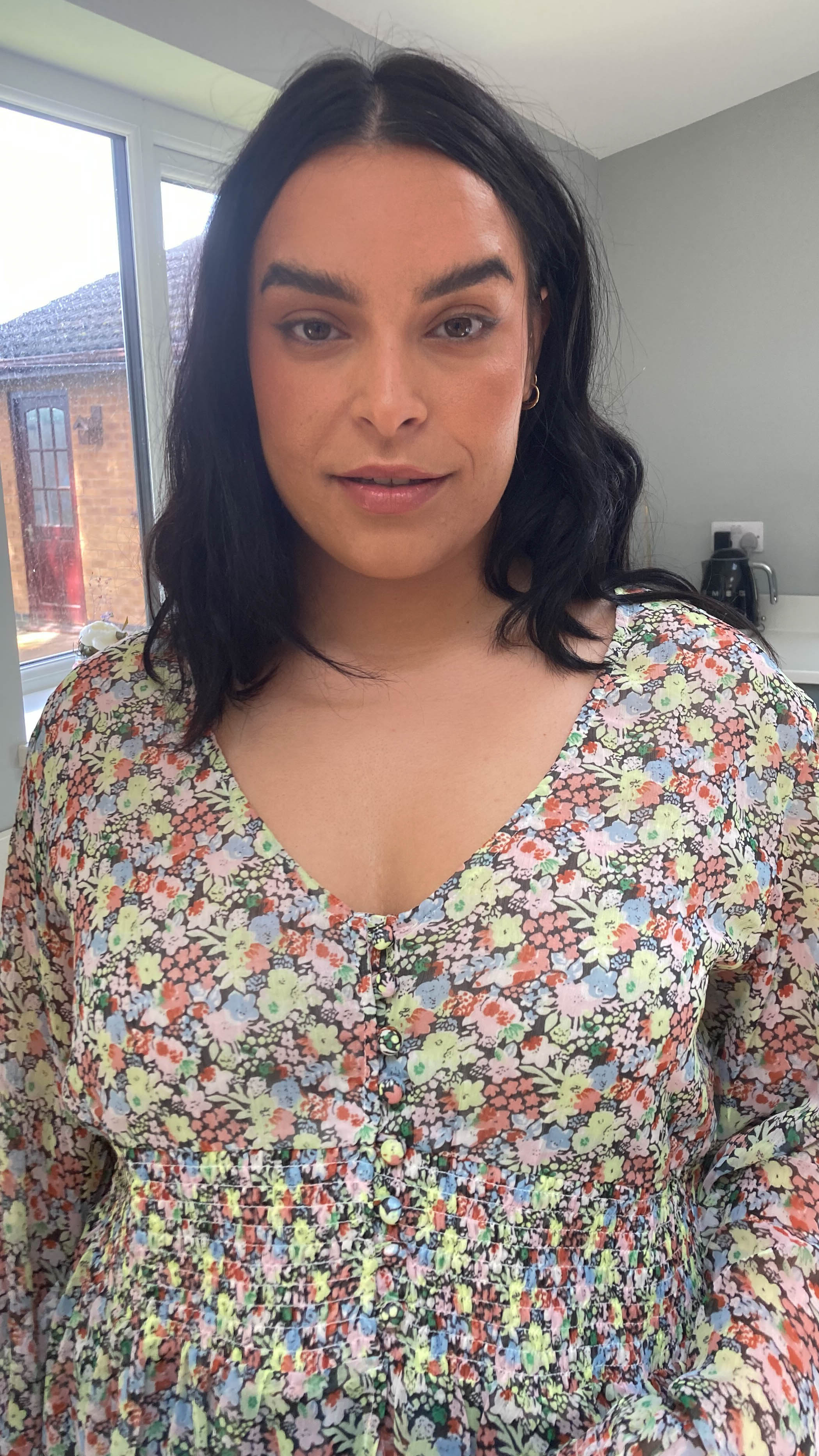 CurveWow Dipped Hem Blouse Floral Print