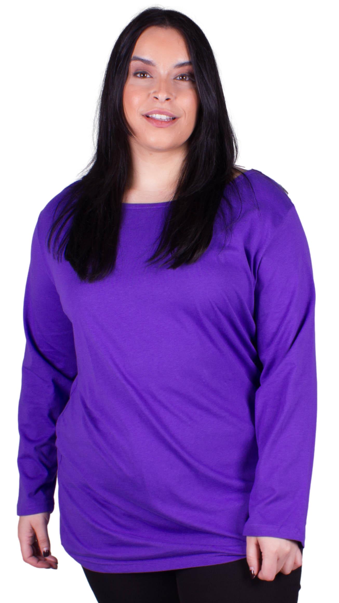 CurveWow Scoop Neck Long Sleeve Top Ultra Violet