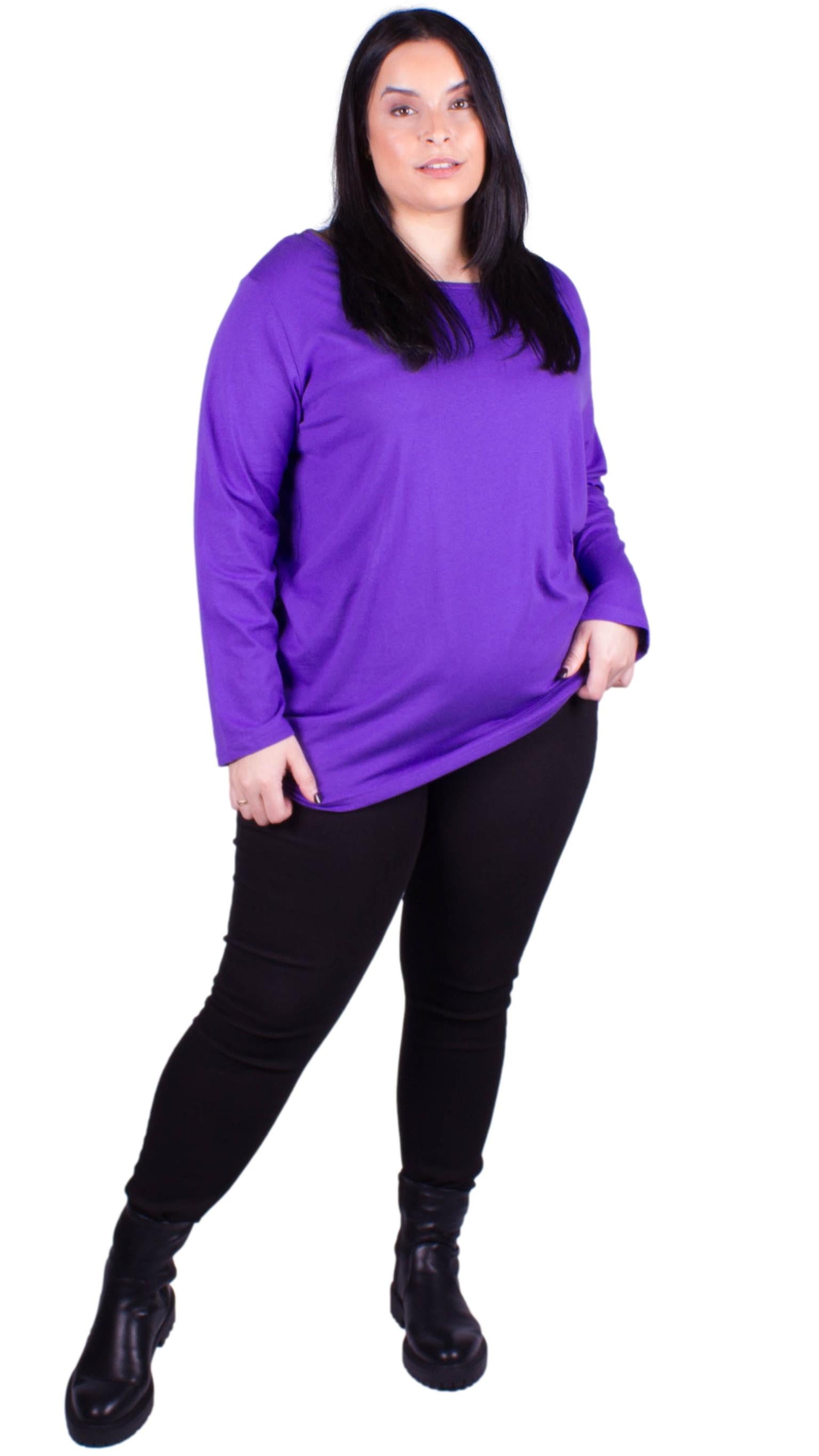 CurveWow Scoop Neck Long Sleeve Top Ultra Violet