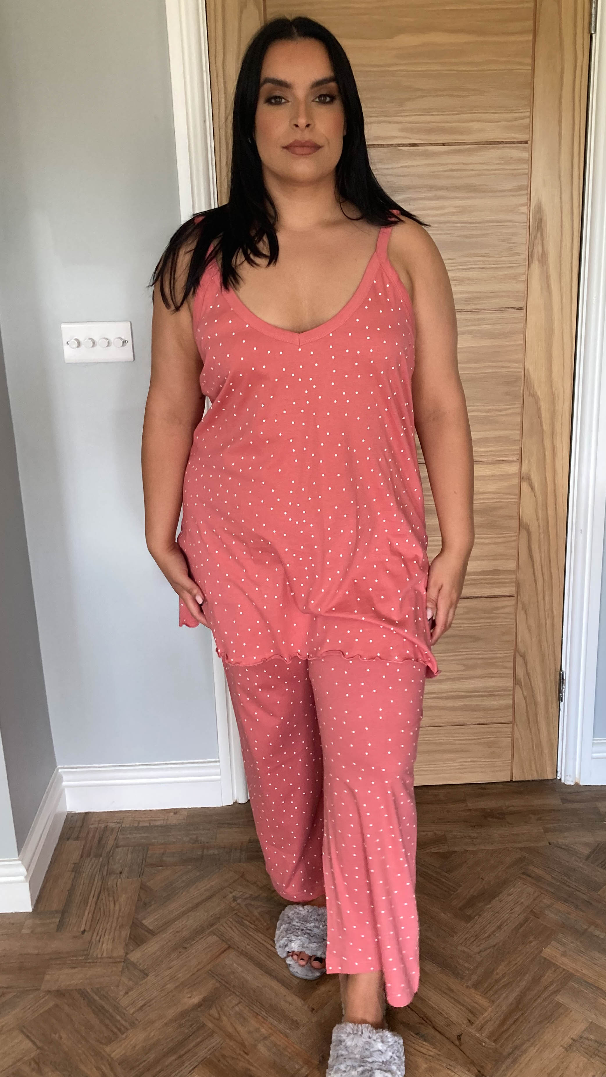 CurveWow Cami PJ Set Pink Polka Dot